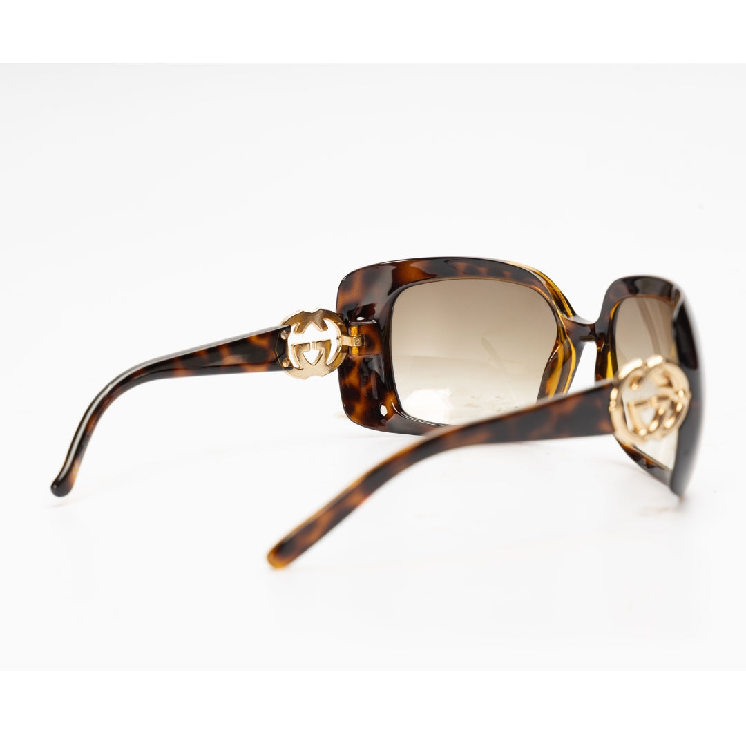Gucci Tortoise GG Logo Rectangle Gradient Sunglasses