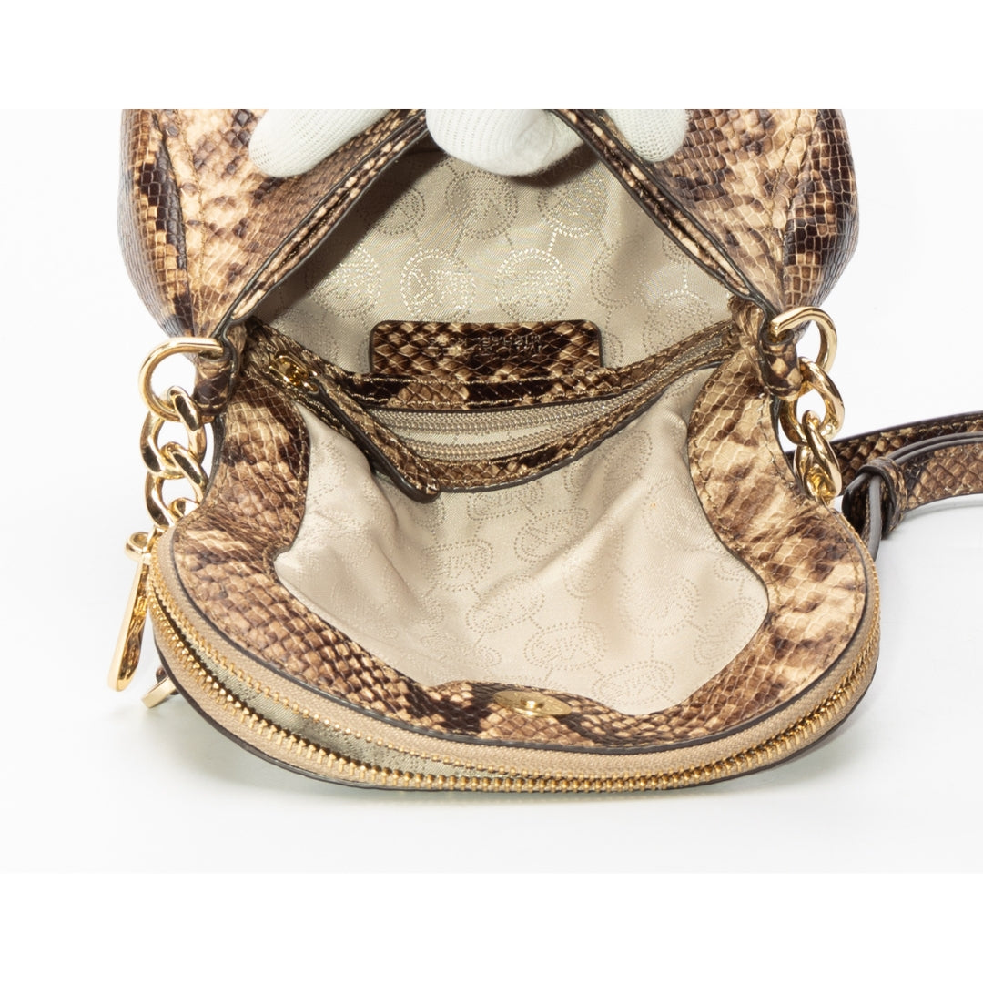 Michael Kors Snake Print Bedford Flap Crossbody Bag