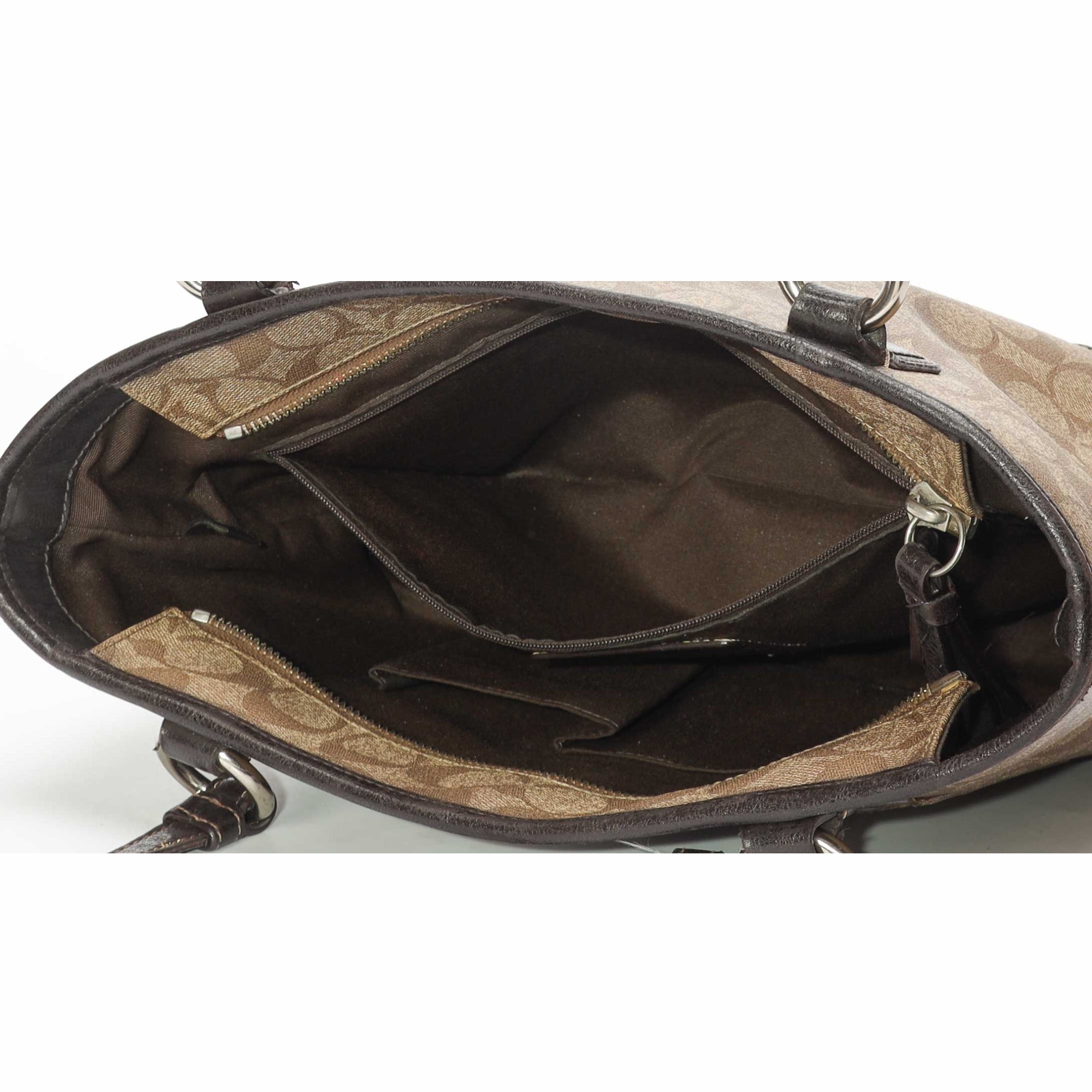 Coach Beige/Brown Signature Heritage Peyton Tote