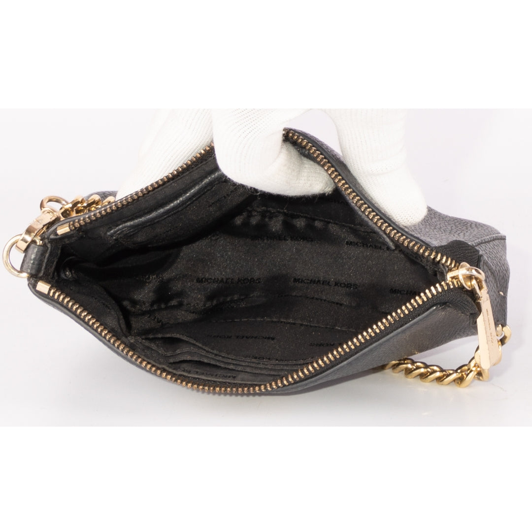 Michael Kors Black Leather Chain Pochette Bag