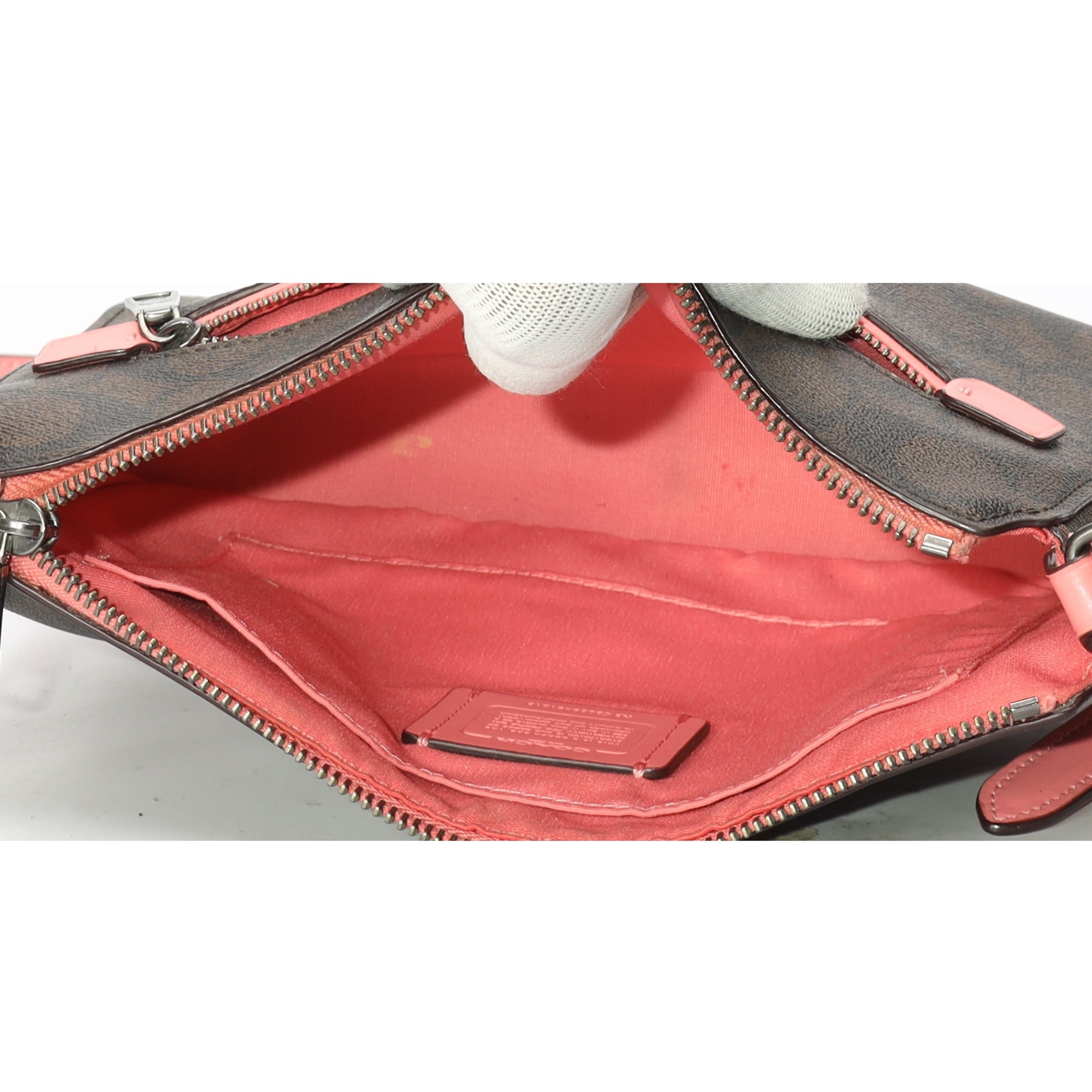 Coach Gallery Brown Pink Signature Crossbody Bag