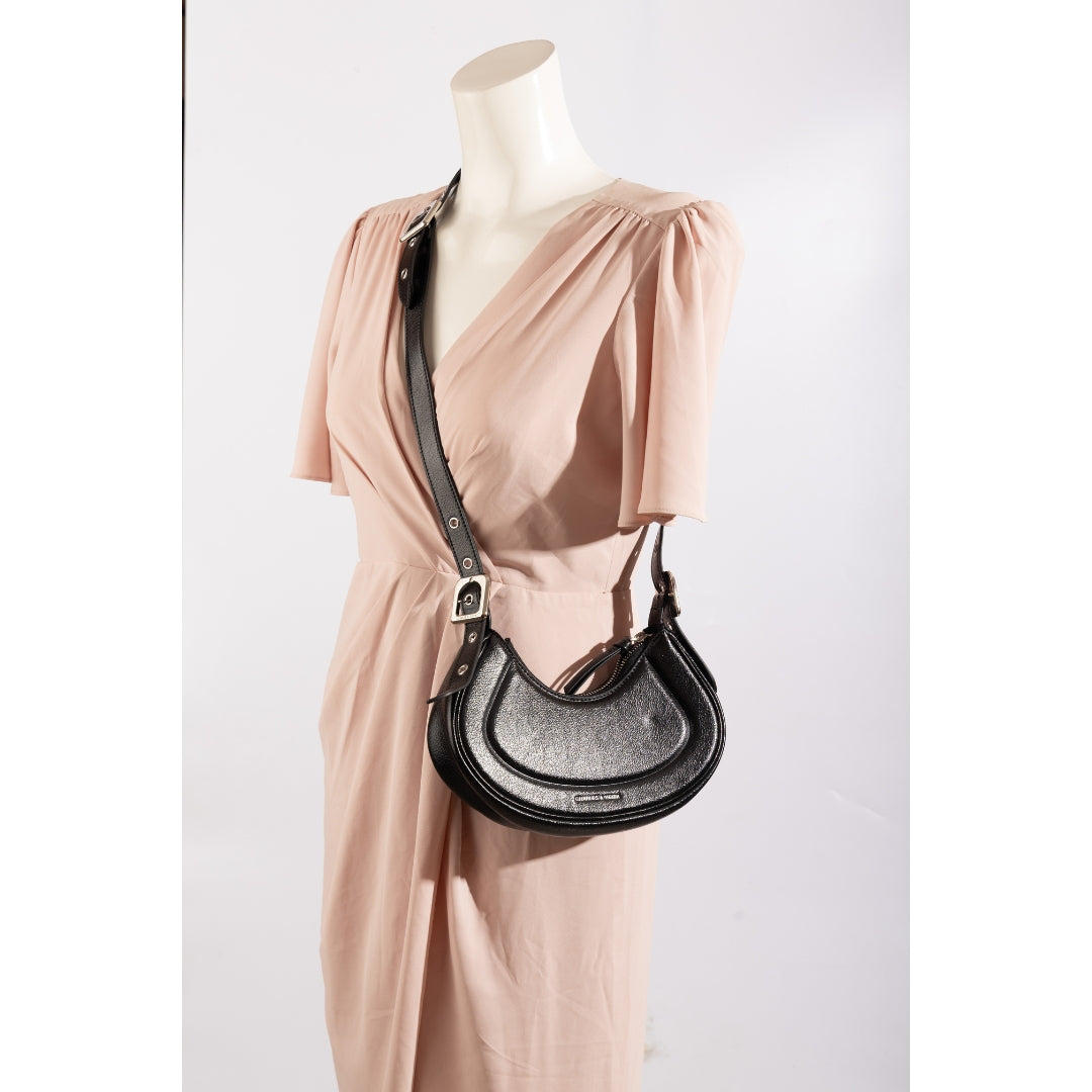 Charles & Keith Black Petra Curved Shoulder Bag