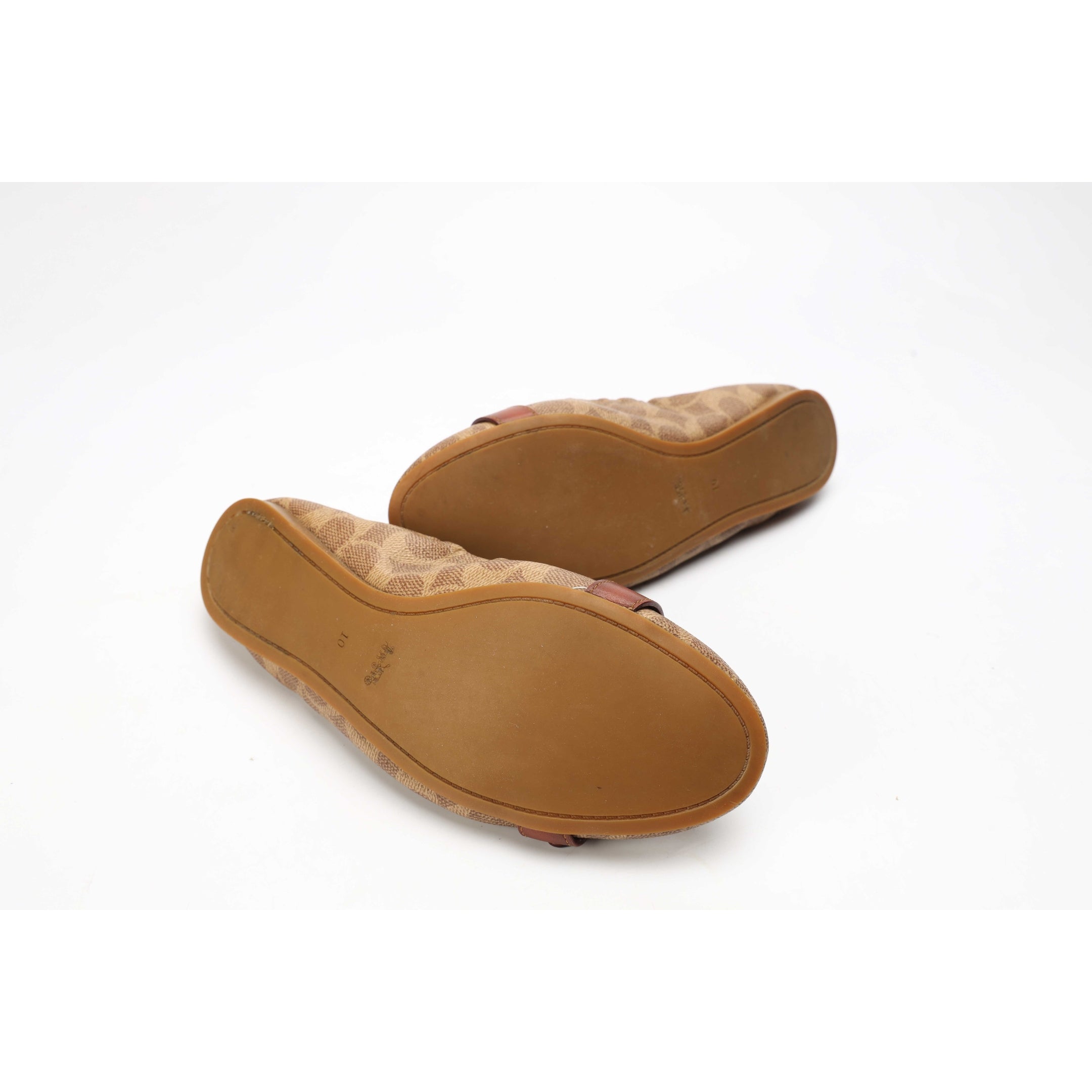Coach Brown Printed Buckle Ballerinas