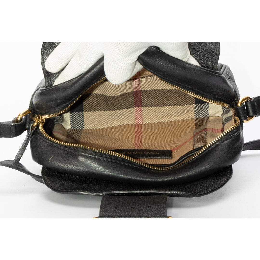 Burberry Black Leather Small Medley Buckle Crossbody Bag