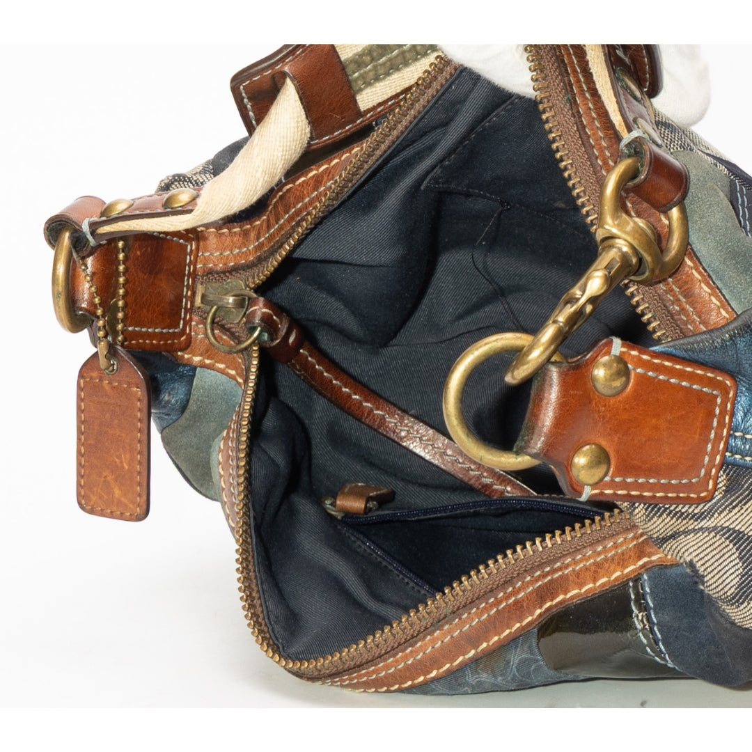 Coach Blue Patchwork Half Moon Shoulder Bag