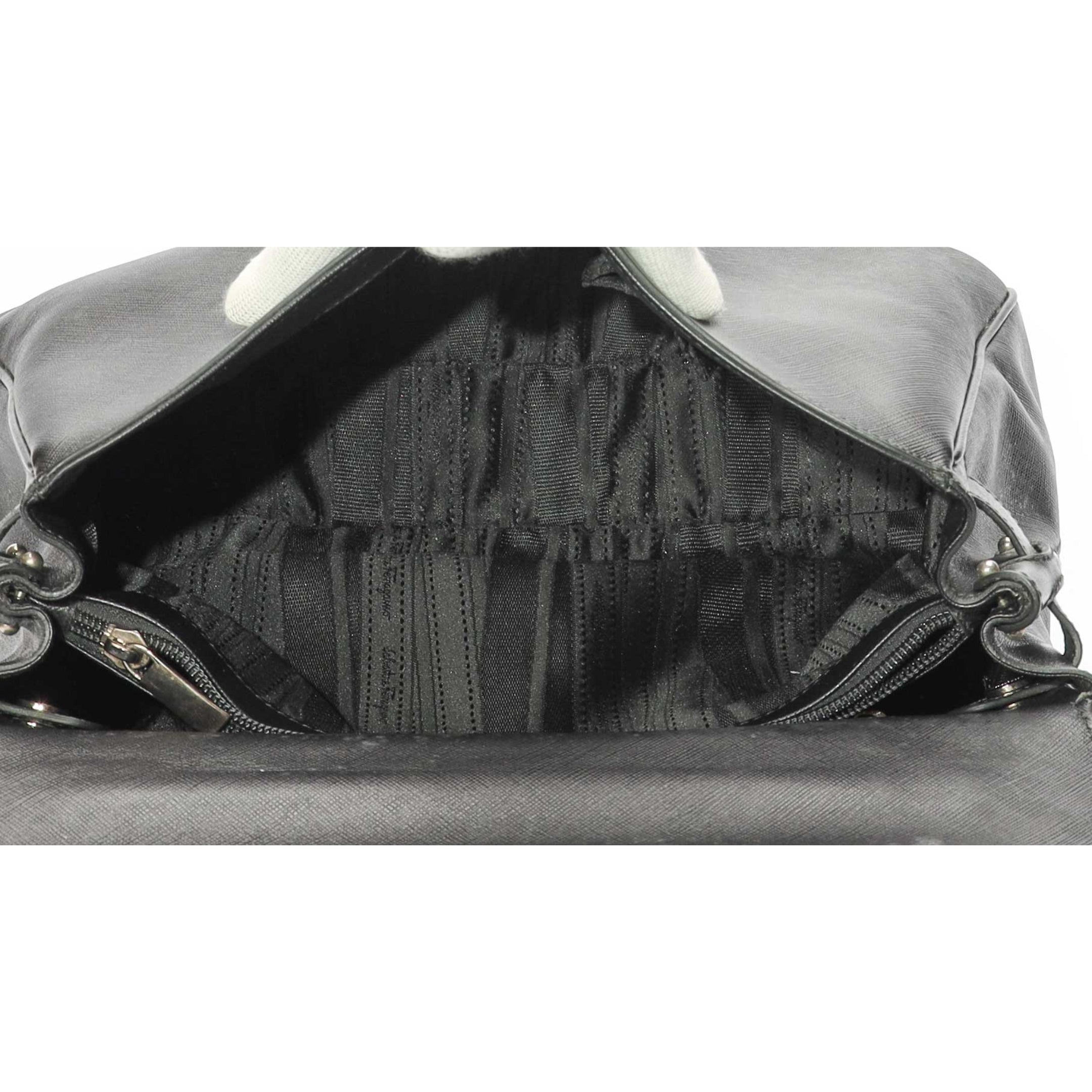 Salvatore Ferragamo Black Gancio Flap Top Handle Bag