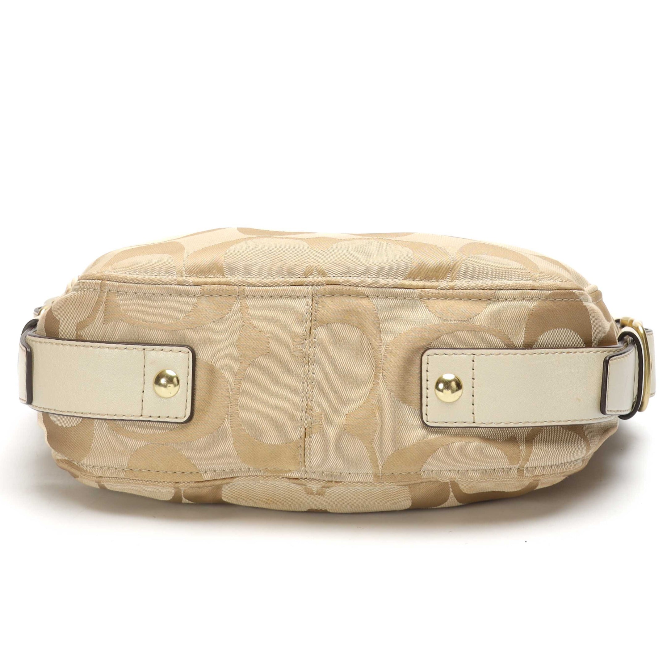 Coach Beige Canvas Zoe Hobo Bag