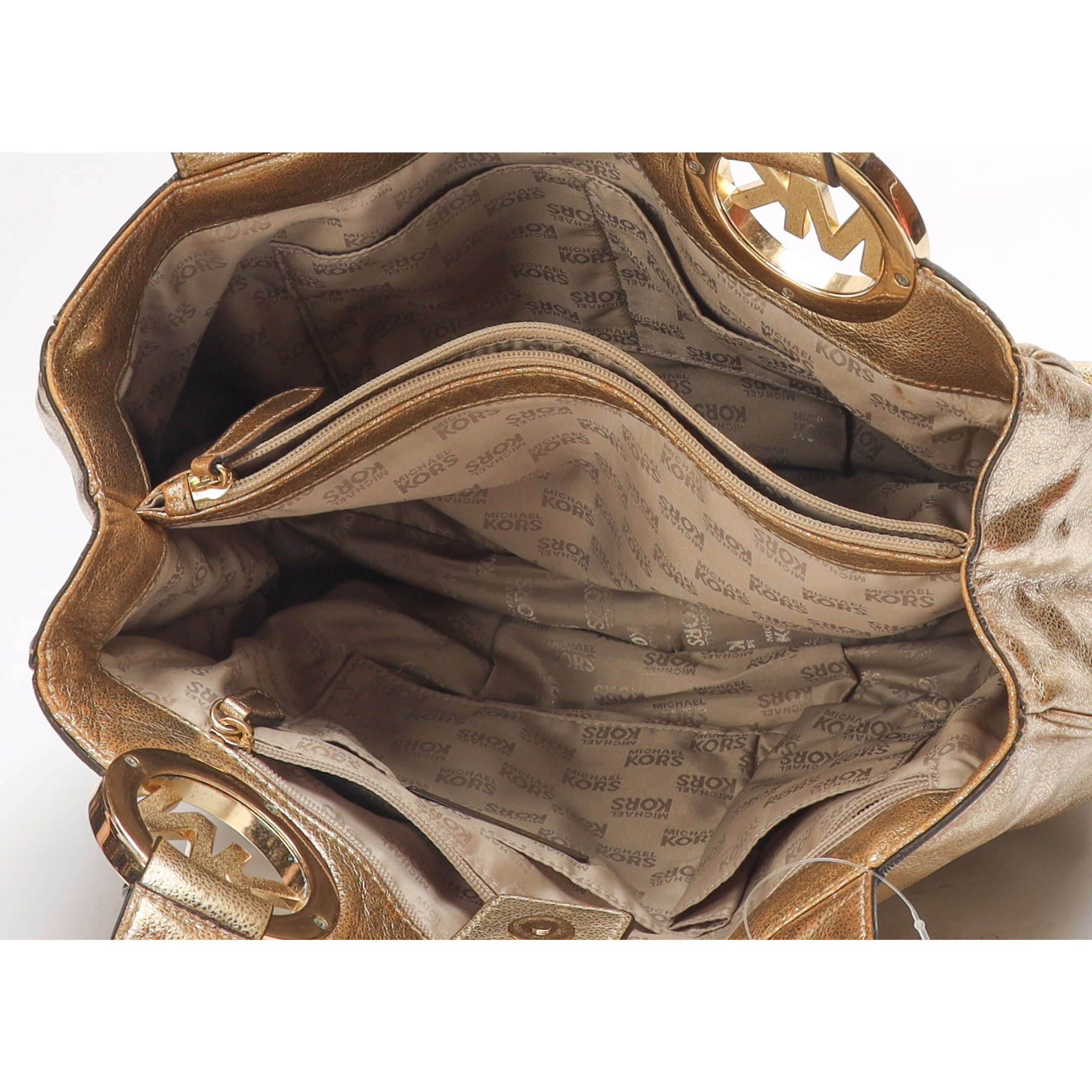 Michael Kors Fulton Gold Metallic Shoulder Bag