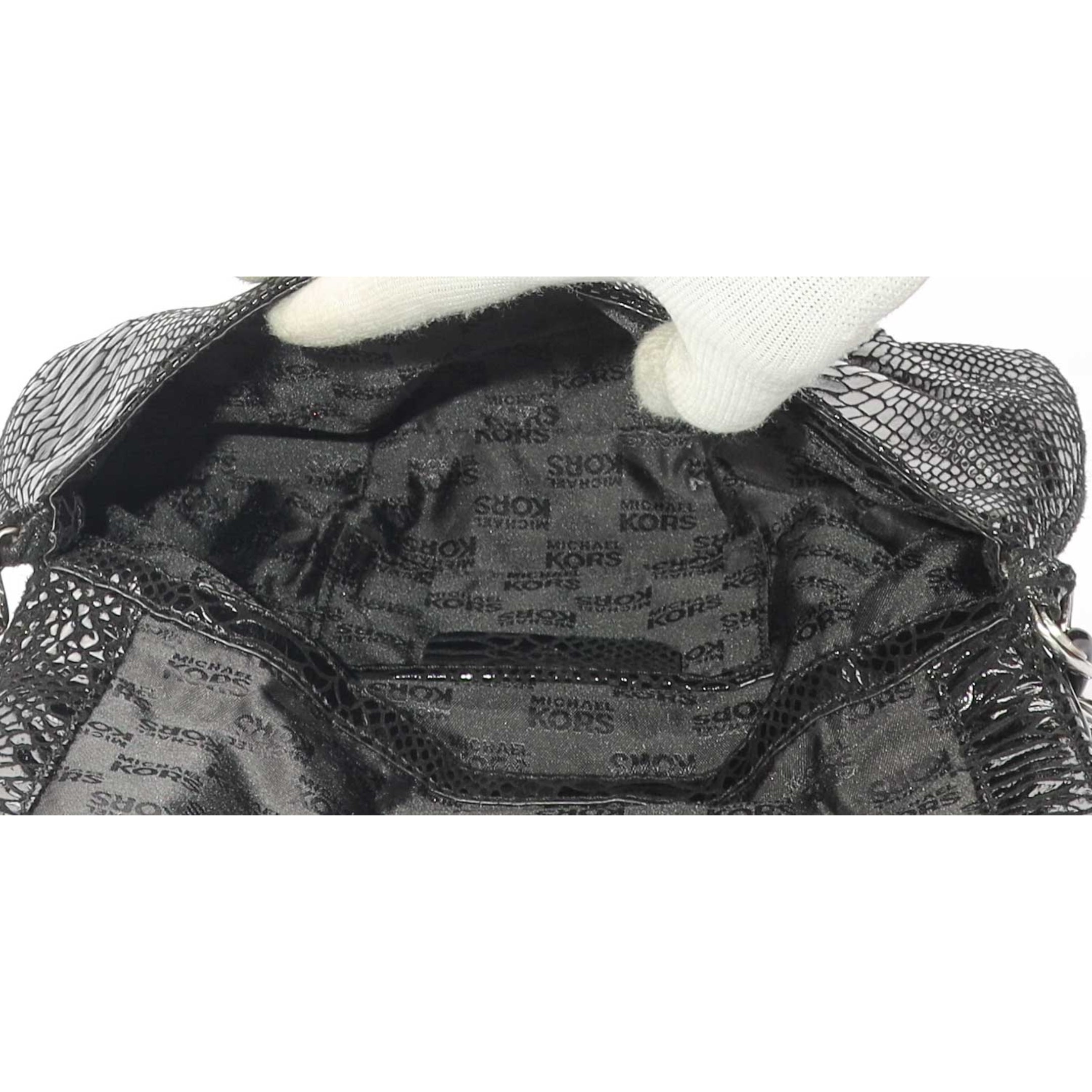 Michael Kors Black Python Chain Shoulder Bag