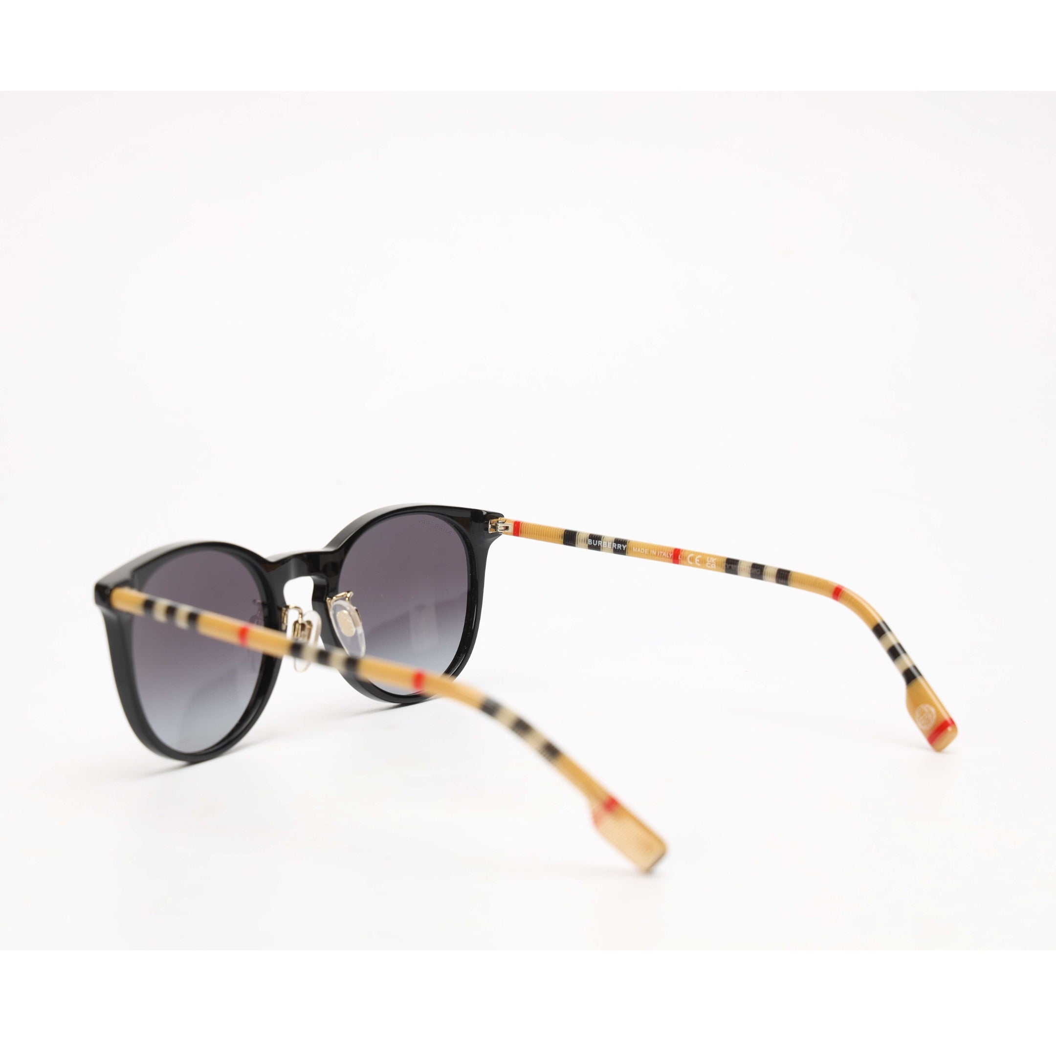 Burberry Tubular Check Round Sunglasses