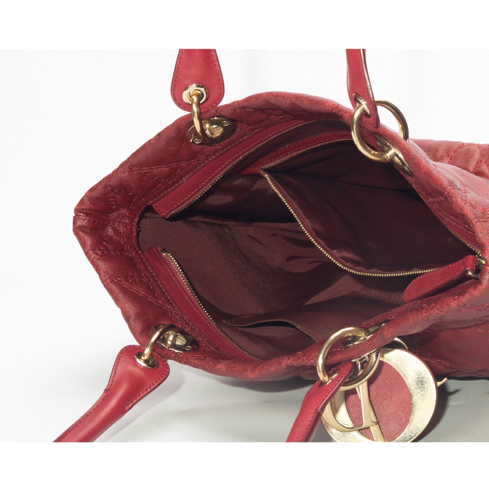 Dior Red Cannage Leather Soft Lady Dior Tote