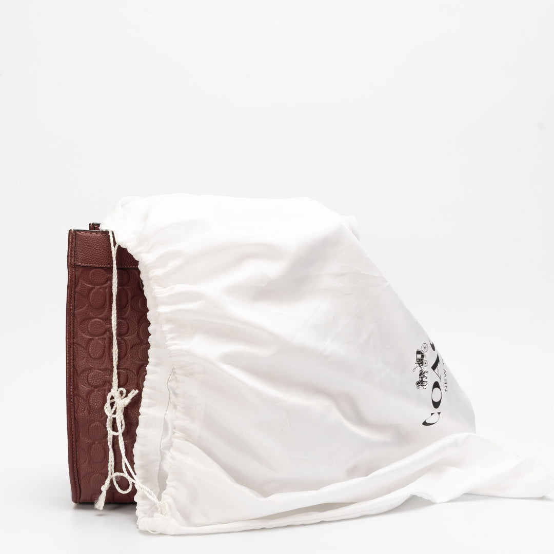 Coach Maroon Field Tote In Signature Leather