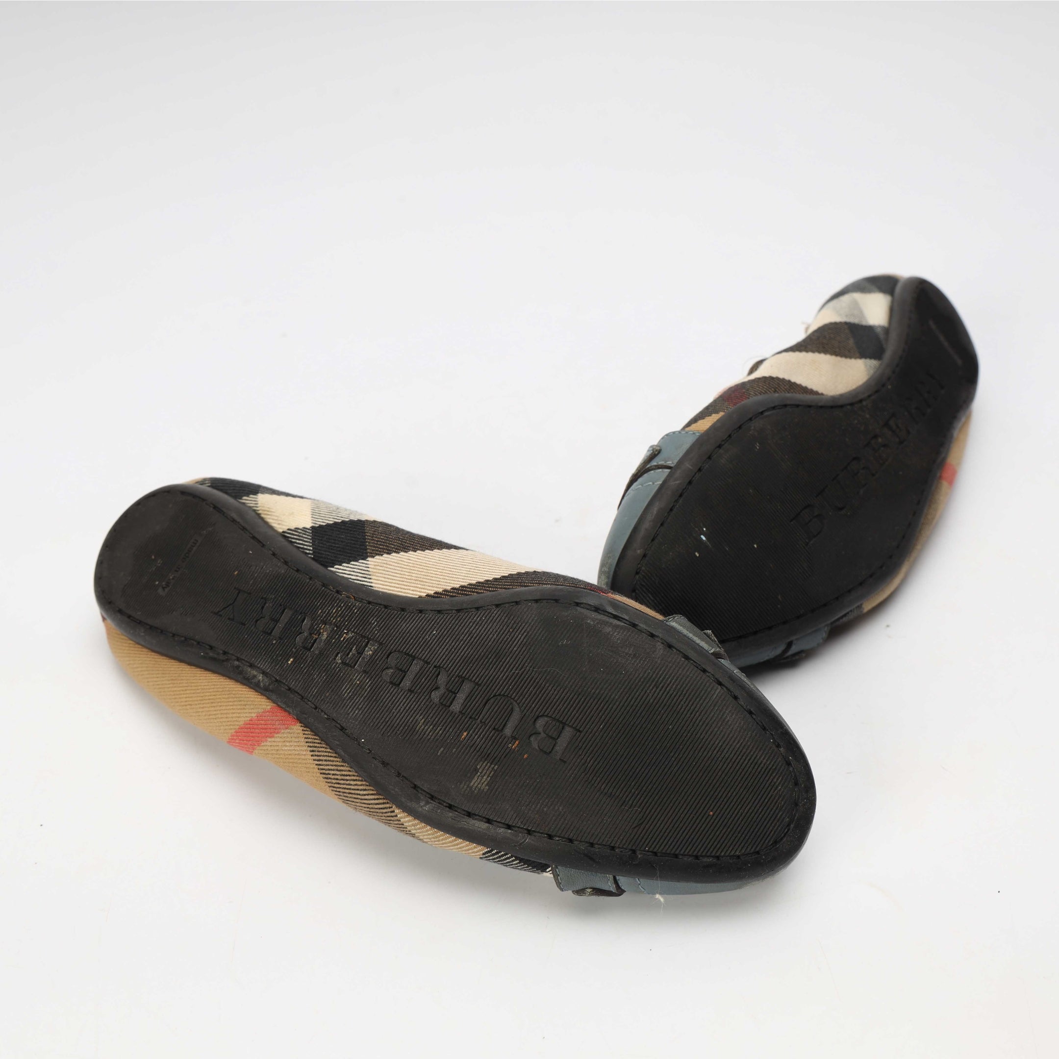 Burberry Blue Check Fawn Ballerinas