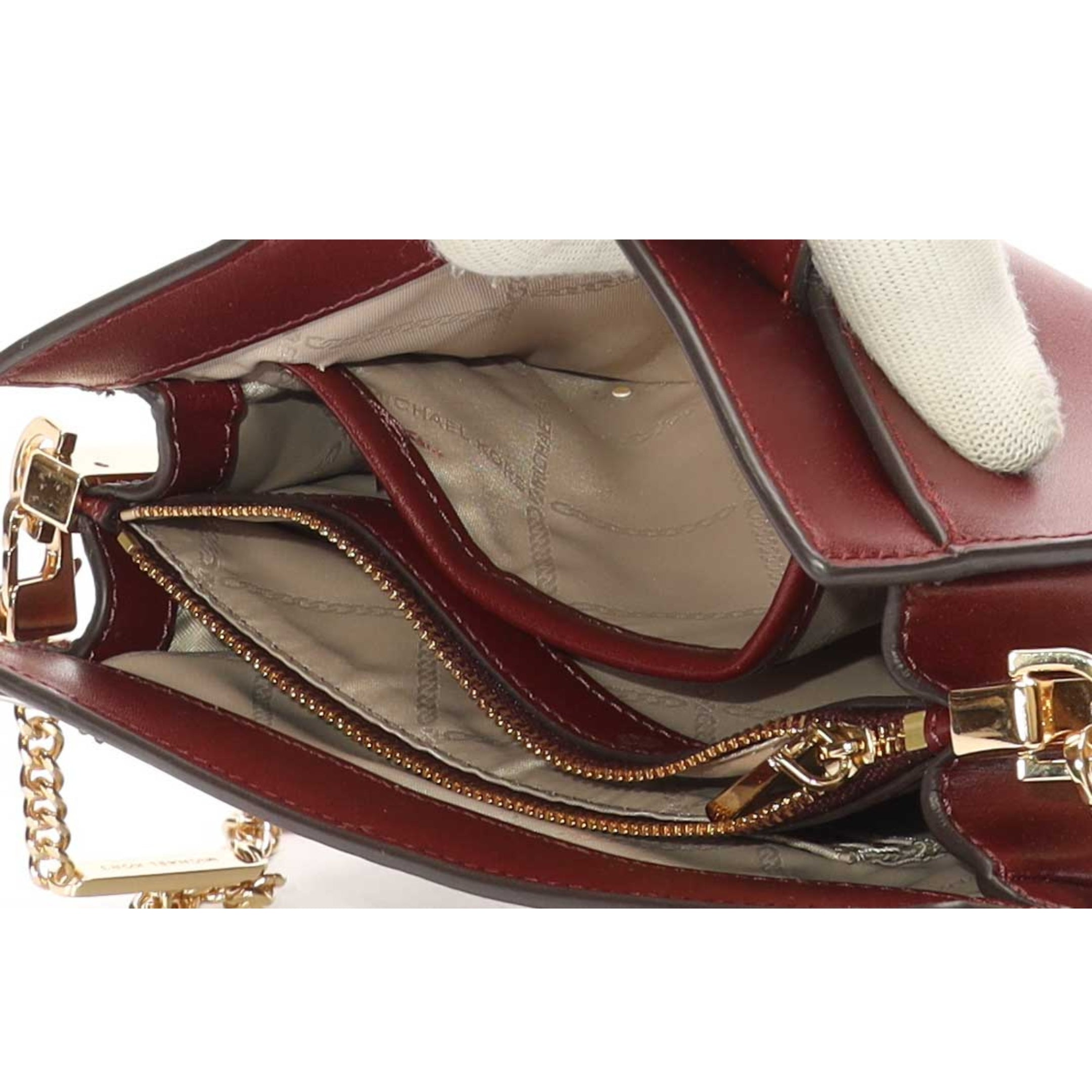 Michael Kors Maroon Floral Chain Sling Bag
