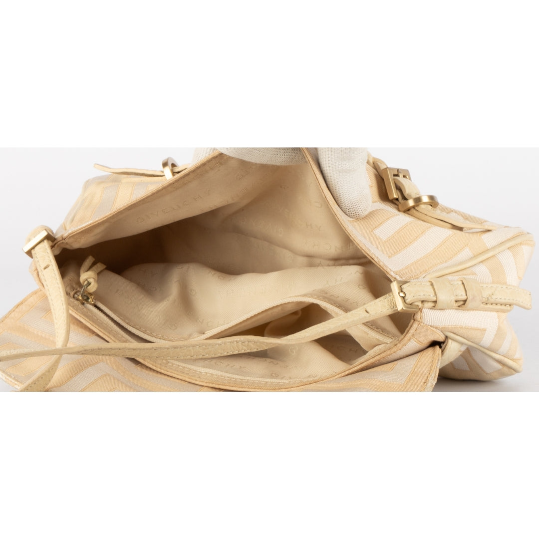 Givenchy Beige Monogram Canvas and Leather Flap Baguette Bag