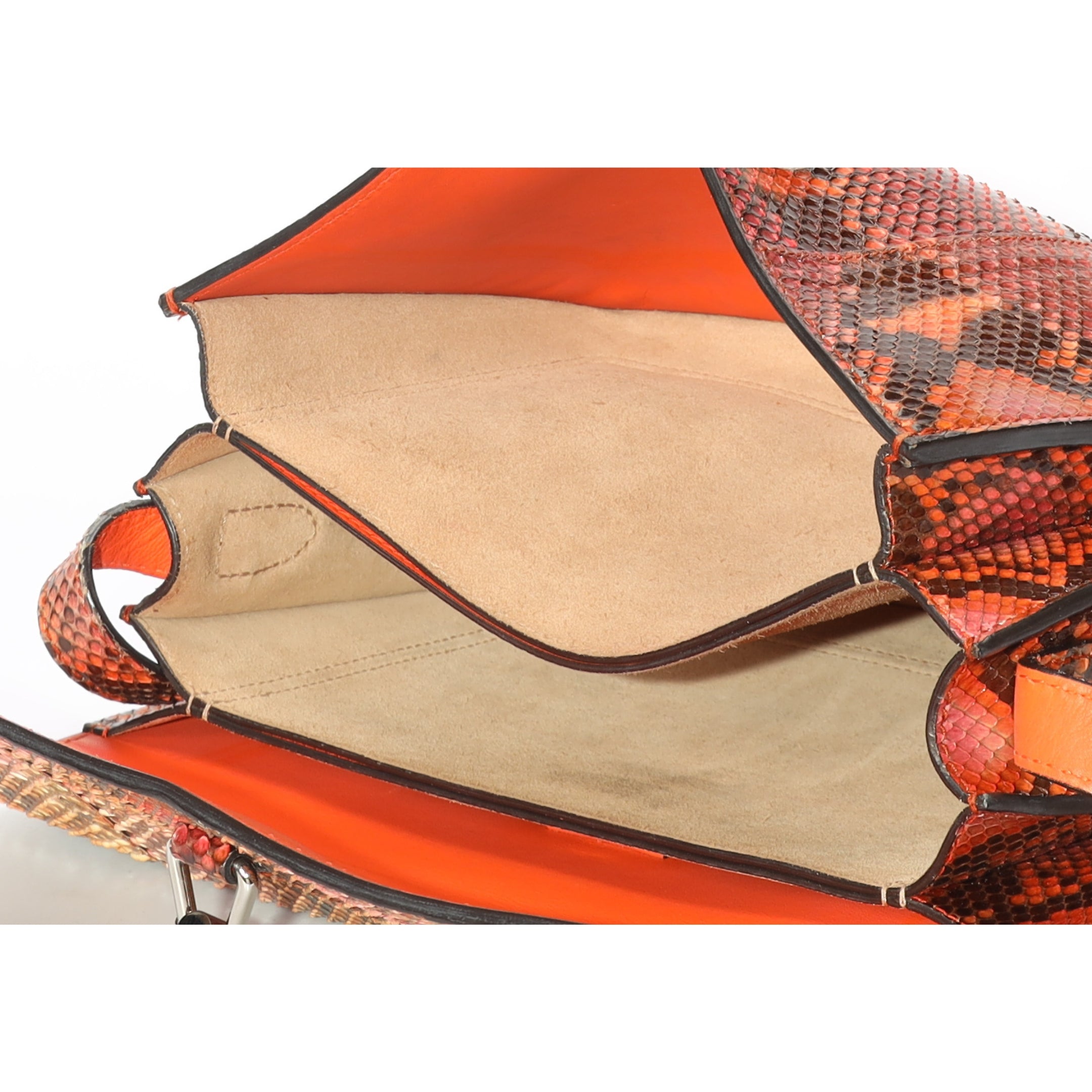 Gucci Orange Python Jackie Flap Shoulder Bag