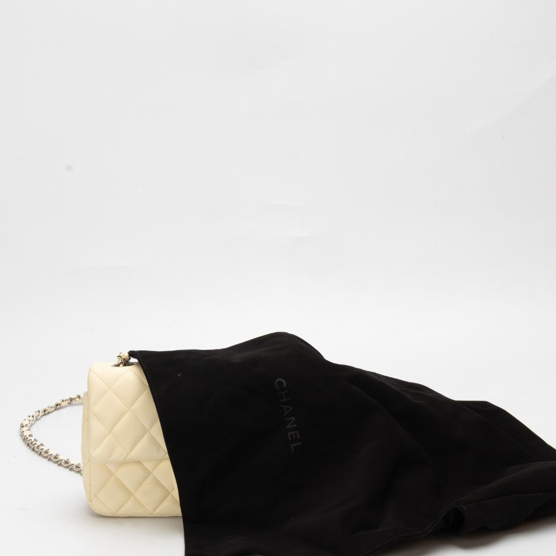 Chanel White Classic Mini Square Flap Bag