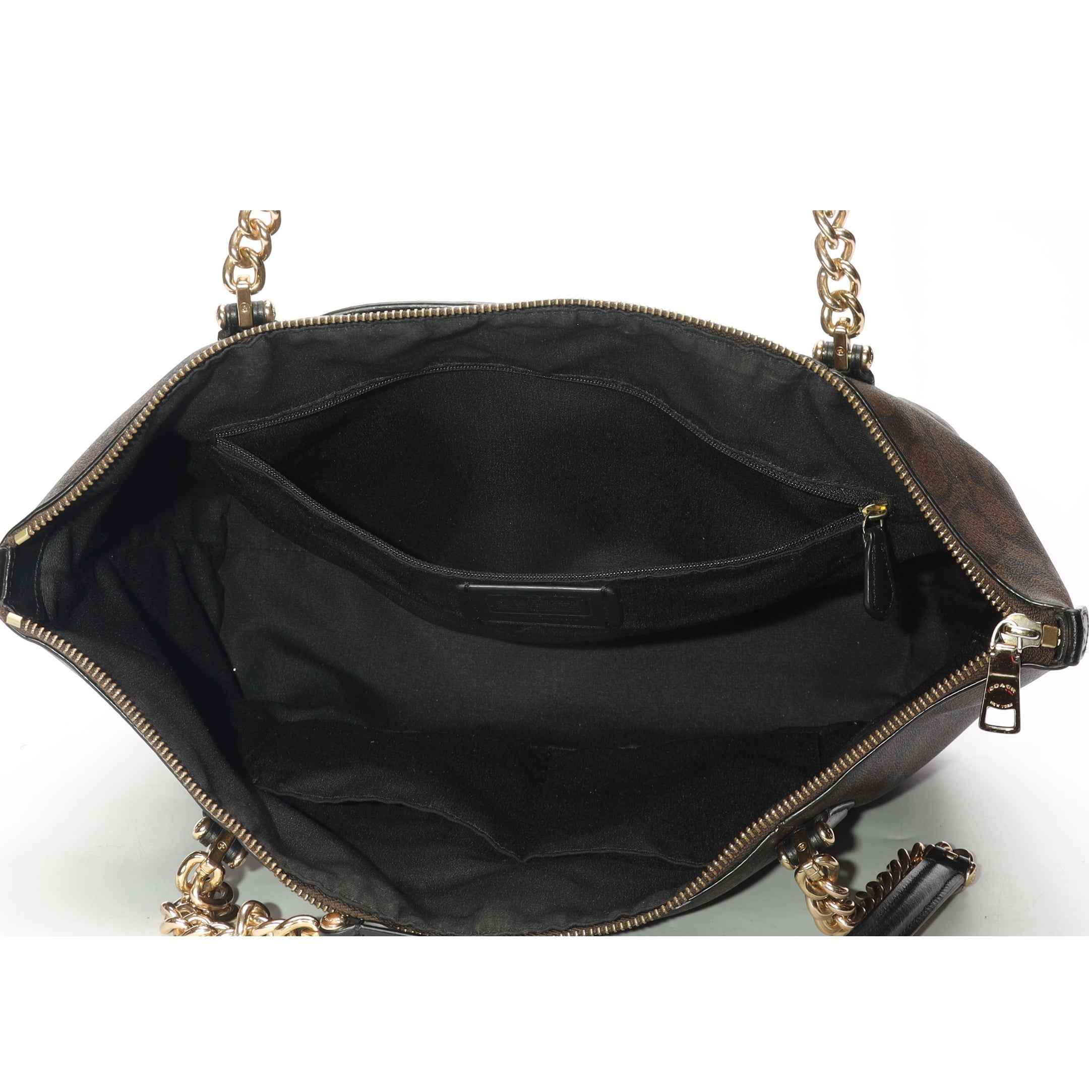 Coach Brown Signature Canvas Ava Chain Tote