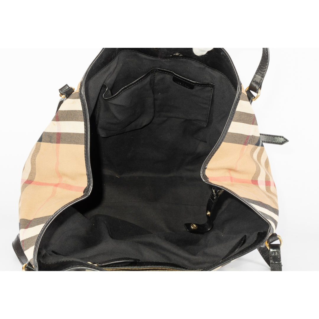 Burberry Haymarket Check Coated Canvas and Leather Canterbury Tote