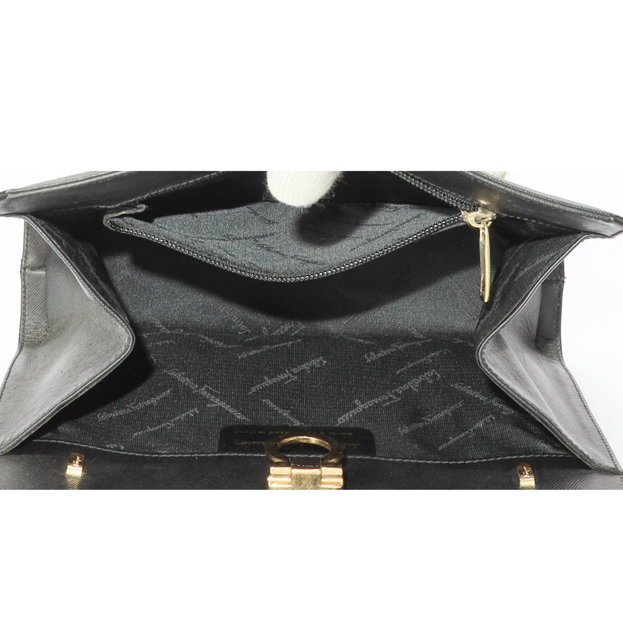 Salvatore Ferragamo Black Diana clutch