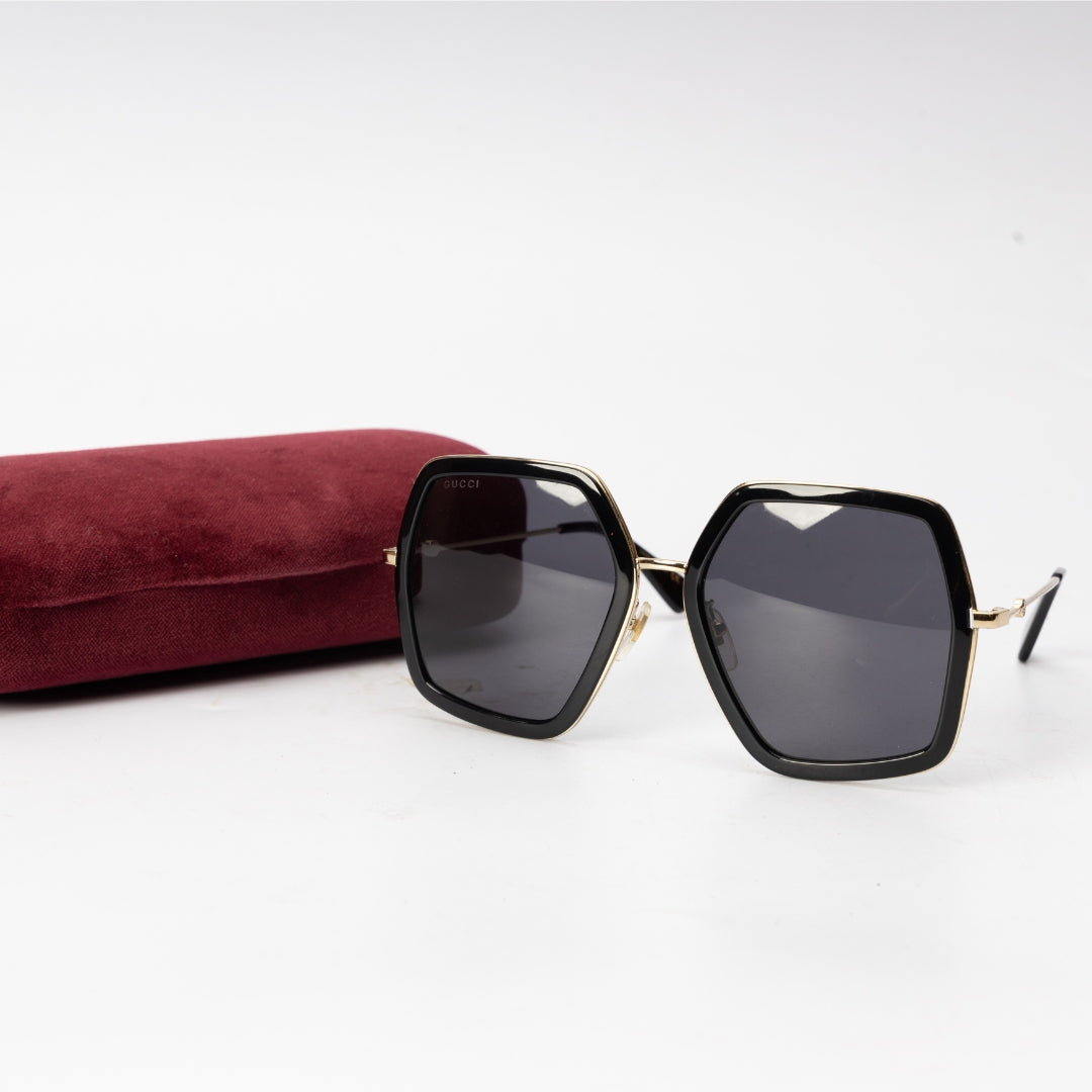 Gucci Gold Tone/ Grey Oversized Sunglasses