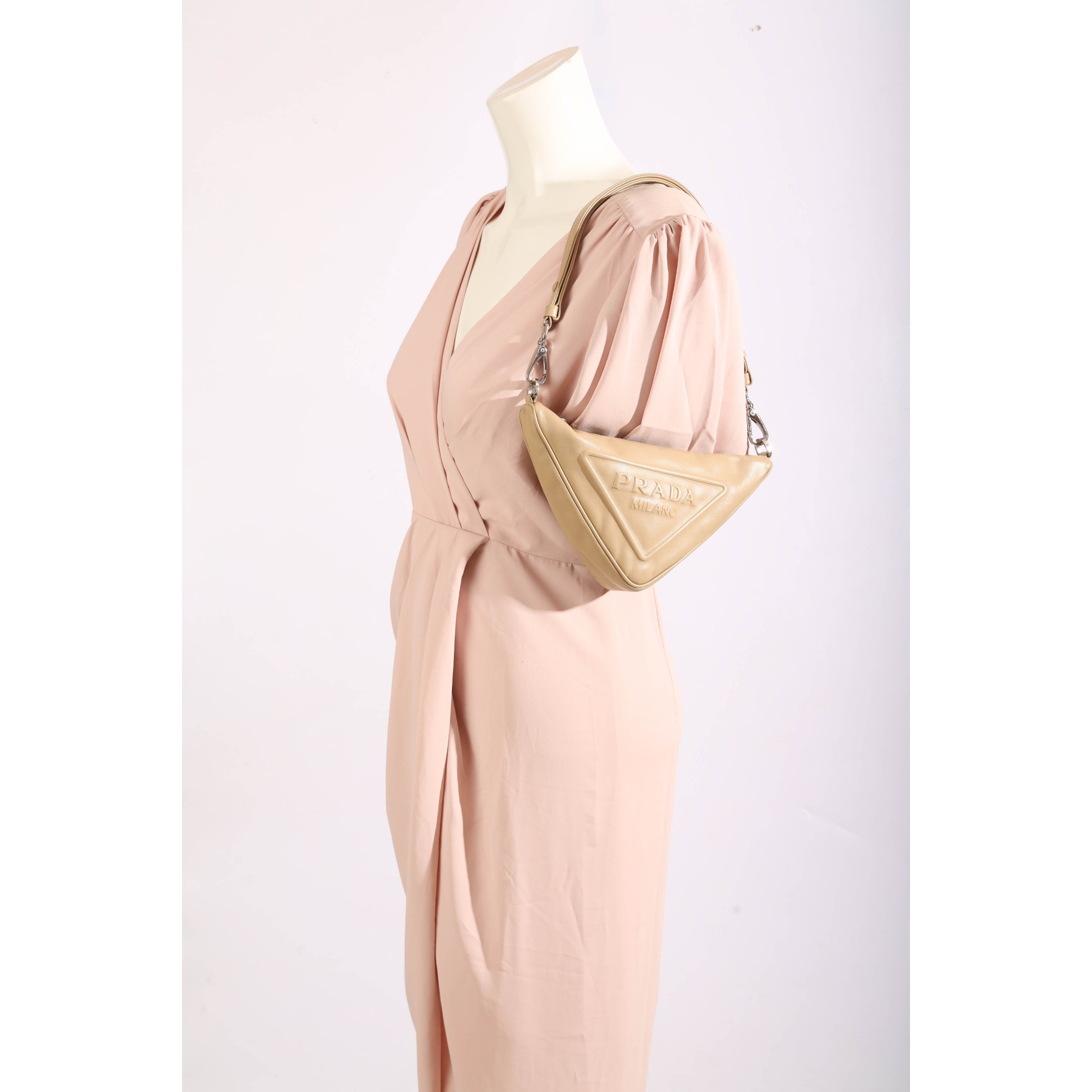 Prada Beige Triangle Pouch Shoulder Bag