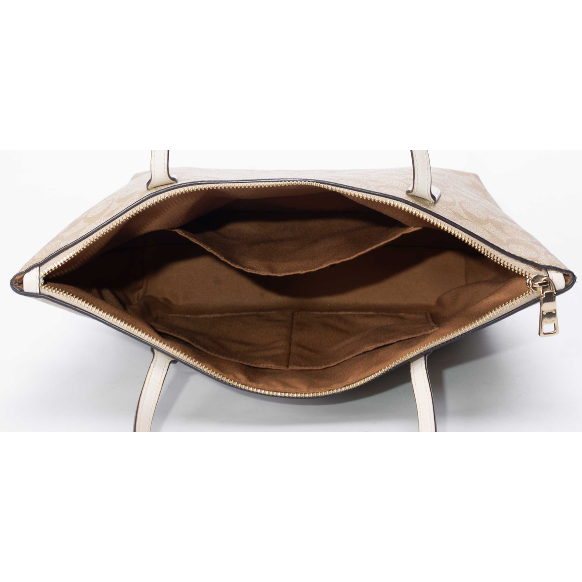 Coach Zip Top Beige Tote