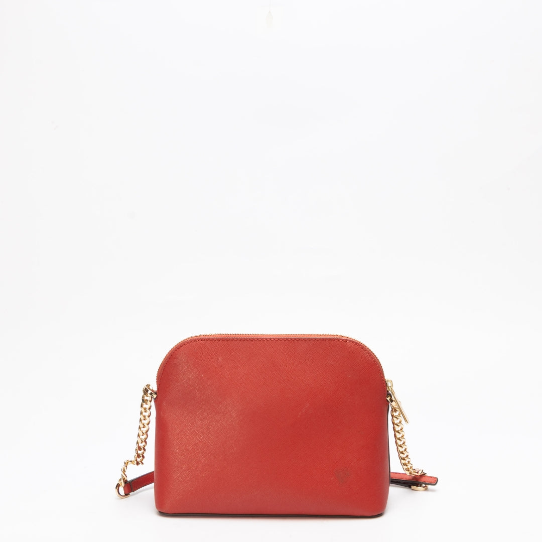 Michael Kors Red Jet Set Travel Medium Dome Crossbody Bag