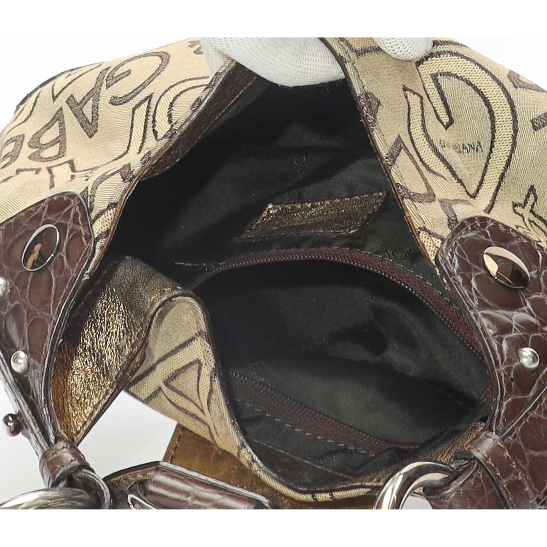 Dolce & Gabbana Logo Brown Hobo Bag