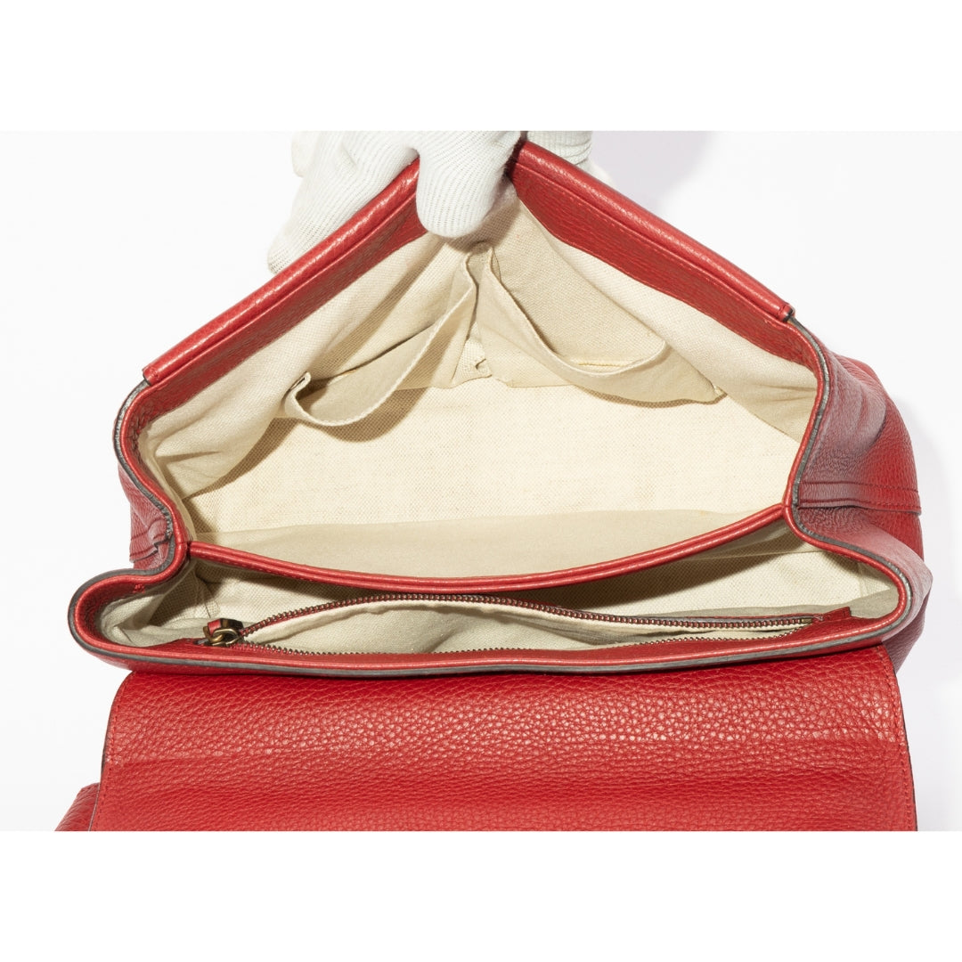 Gucci Red Leather GG Marmont Shoulder Bag