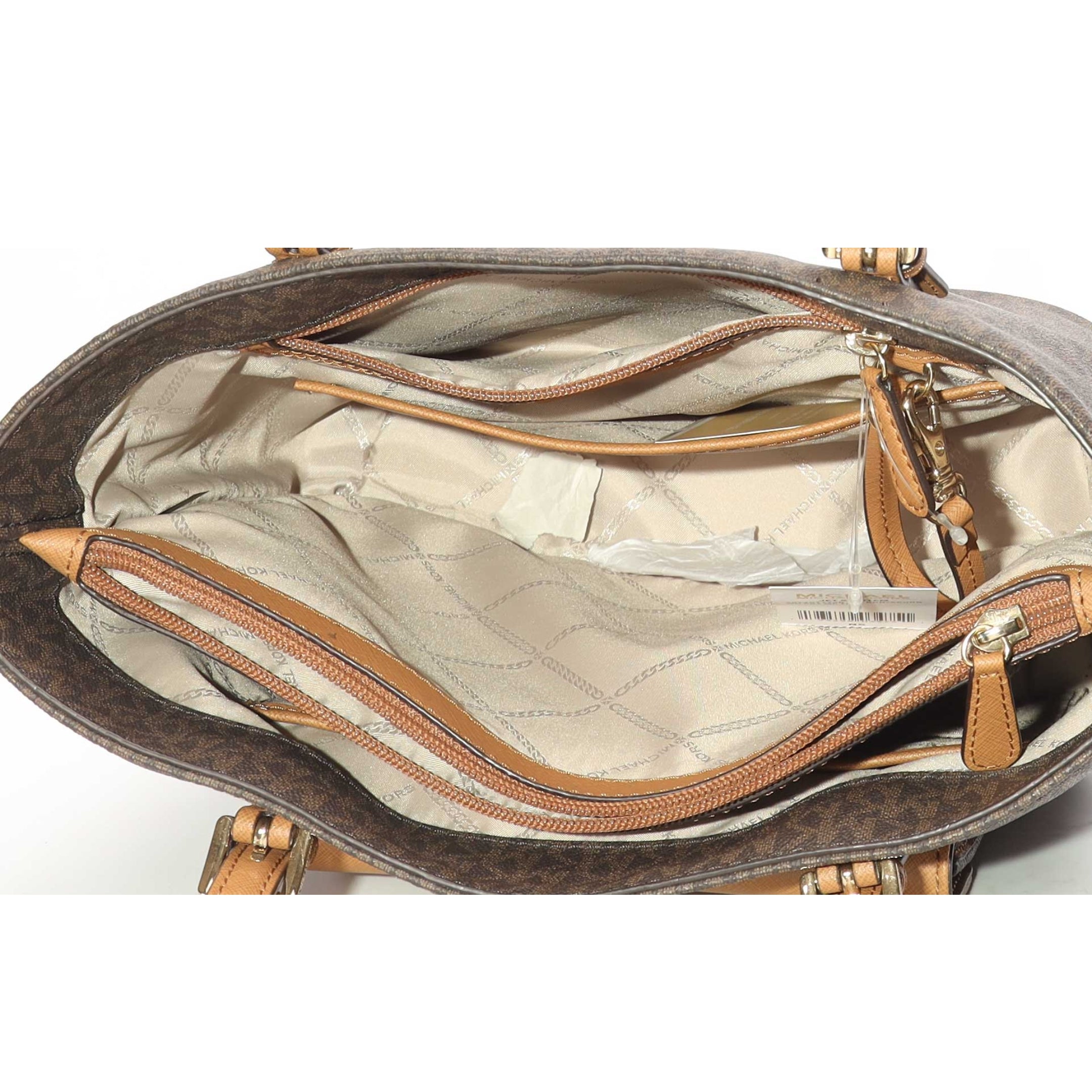 Michael Kors Jet Set Brown Large Logo Pocket Tote
