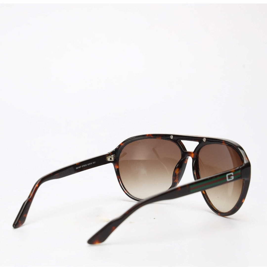 Gucci Brown Tortoise Shell Frame Vintage Aviator Sunglasses