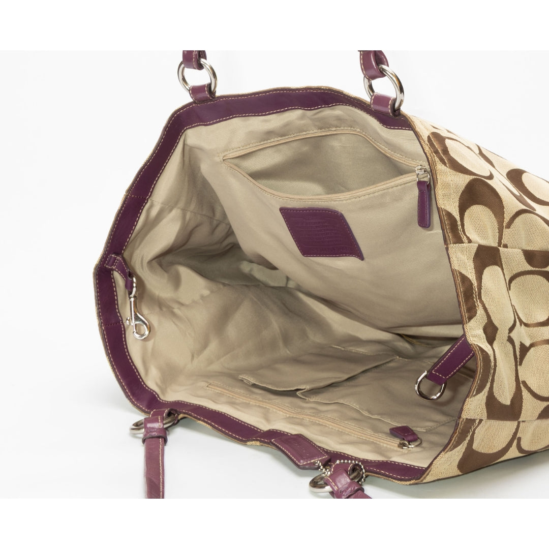 Coach Beige Signature Canvas Shopper Tote