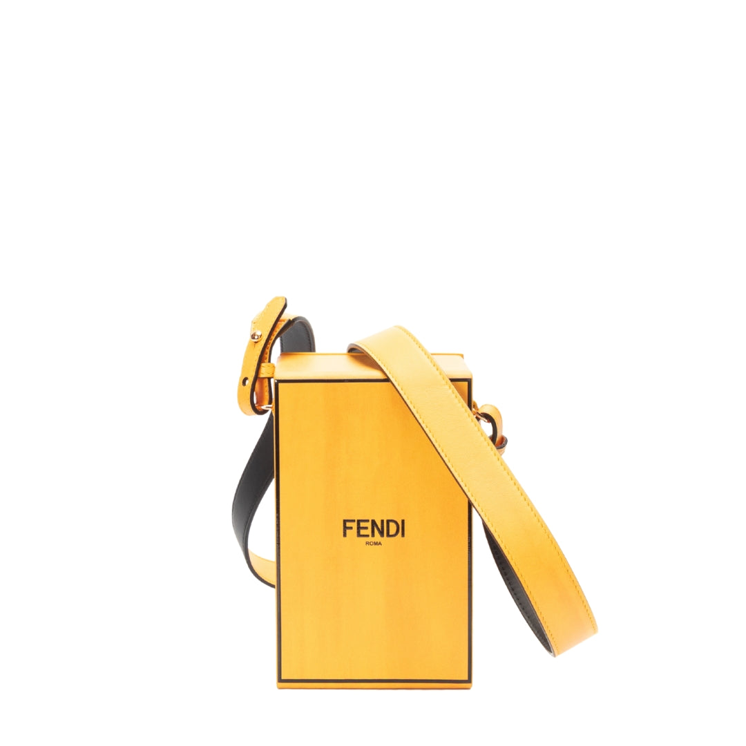 Fendi Vitello Logo Yellow Vertical Box Bag