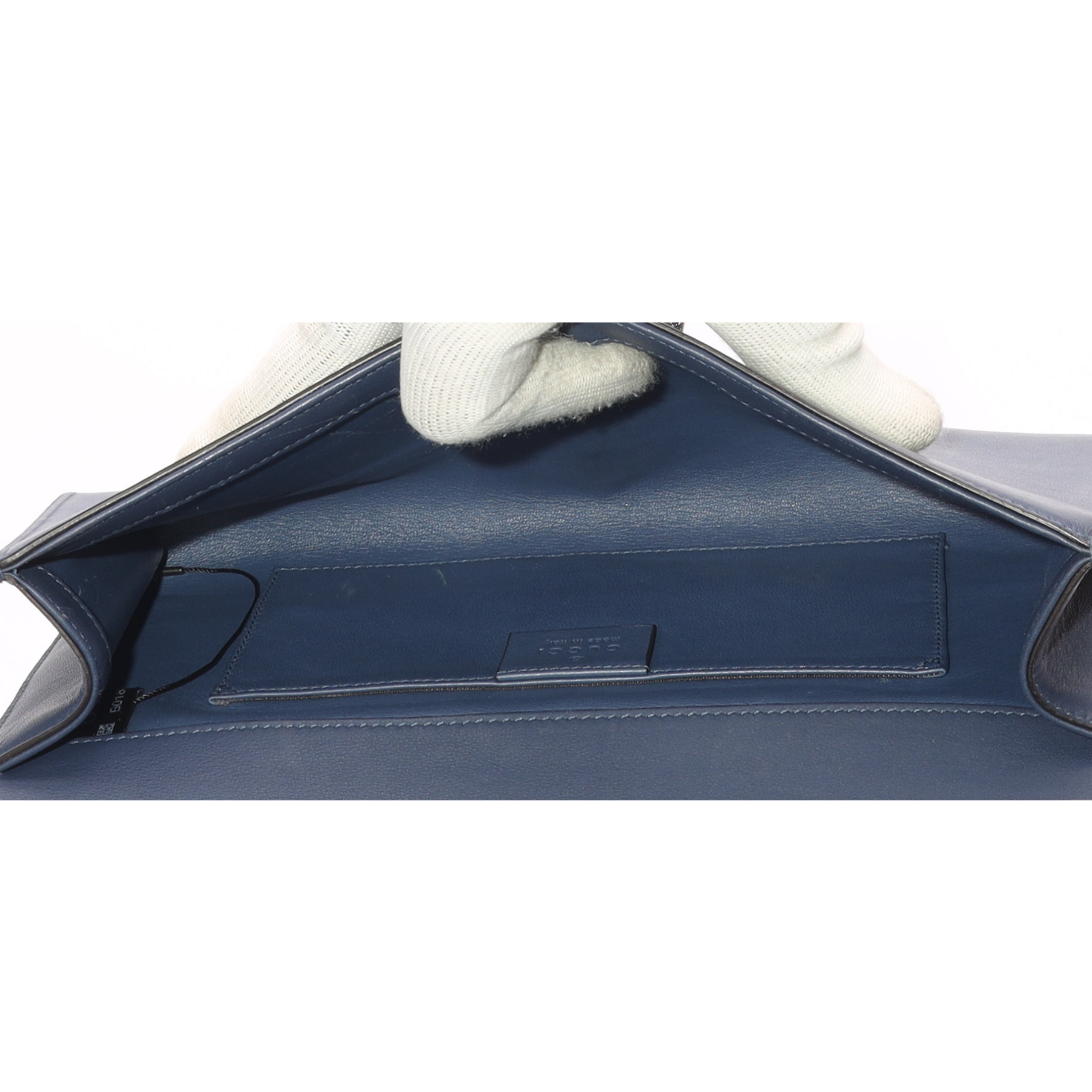 Gucci Navy Satin GG Broadway Crystals Clutch