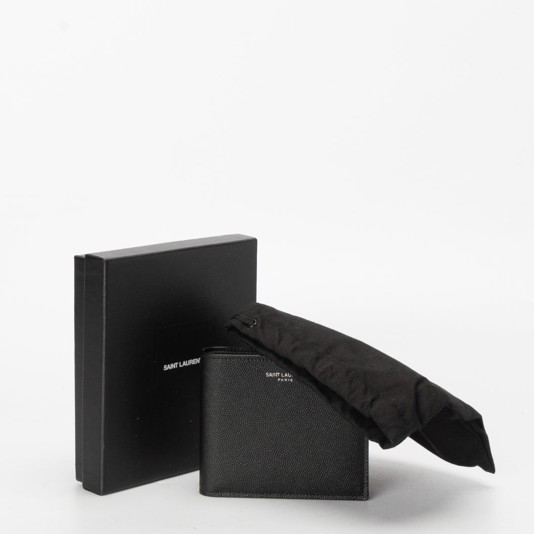 Saint Laurent East/West in Grain de Poudre Leather Wallet