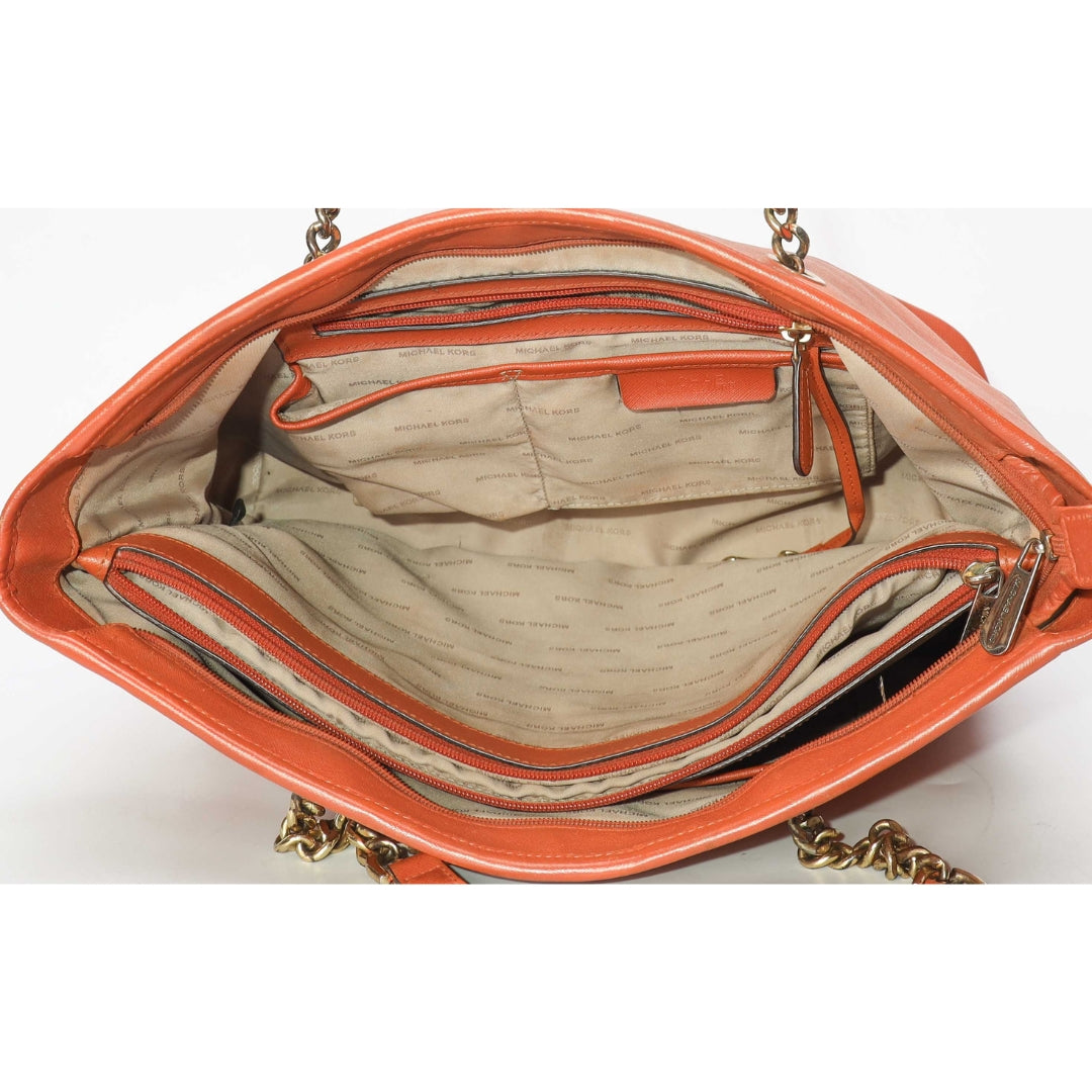 Michael Kors Orange Jet Set Chain Tote Bag