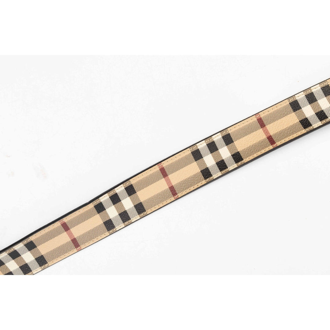 Burberry Beige House Check Canvas Leather Belt