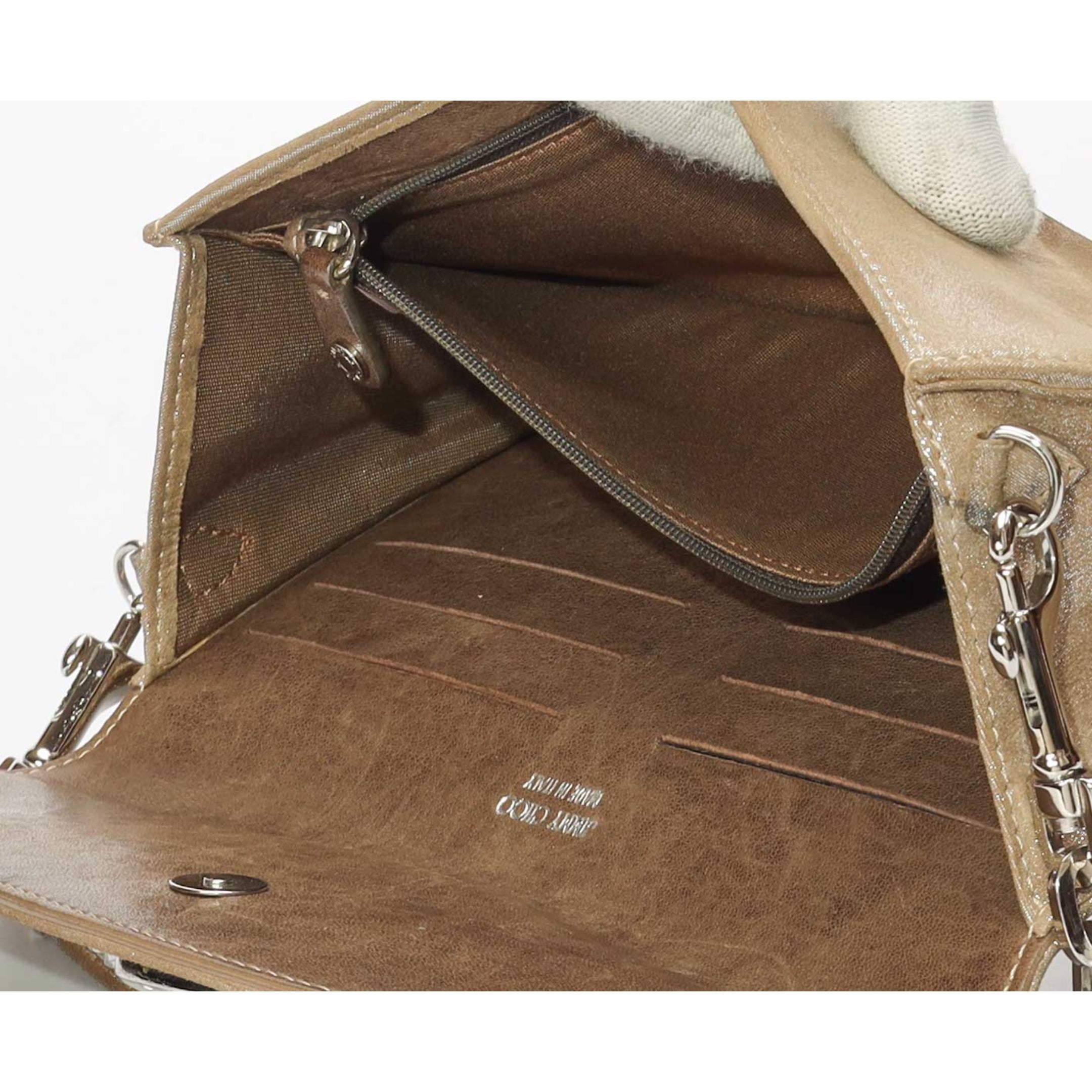 Jimmy Choo Beige Crystal Chain CLutch