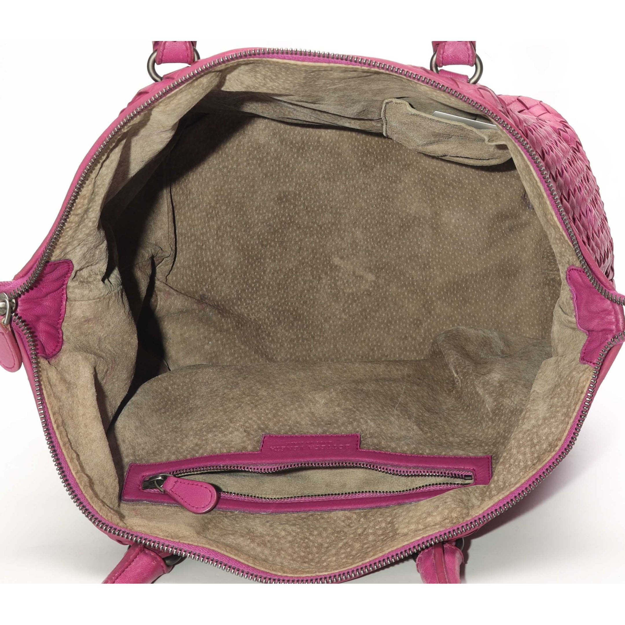 Bottega Veneta Pink Intrecciato Woven Zip Tote