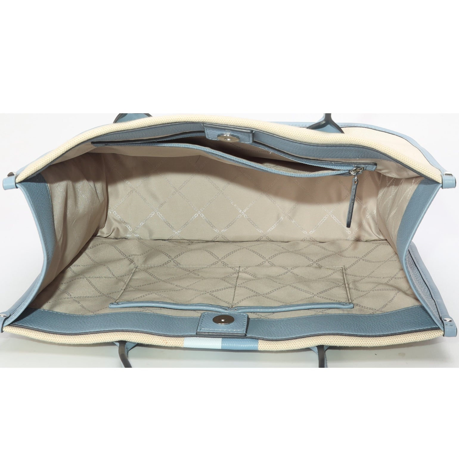 Michael Kors Heidi Blue Stripe Canvas Tote