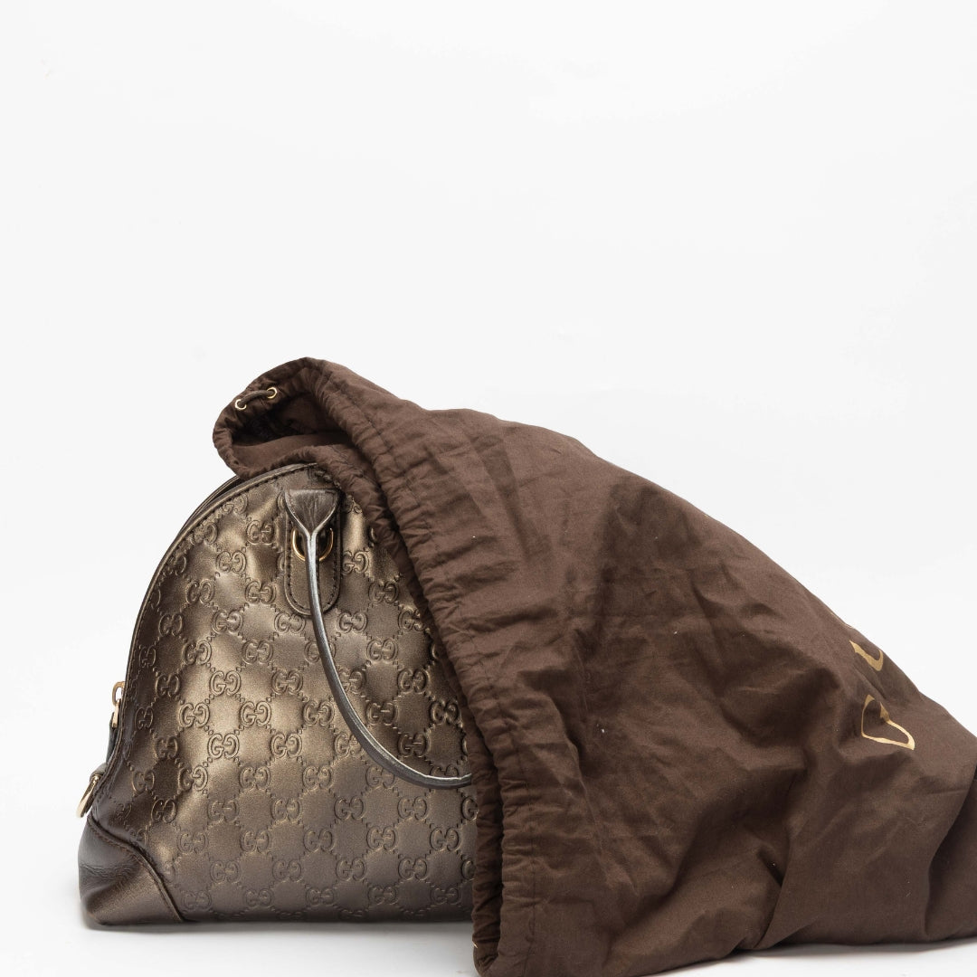 Gucci Bronze Guccissima Heart Charm Dome Satchel