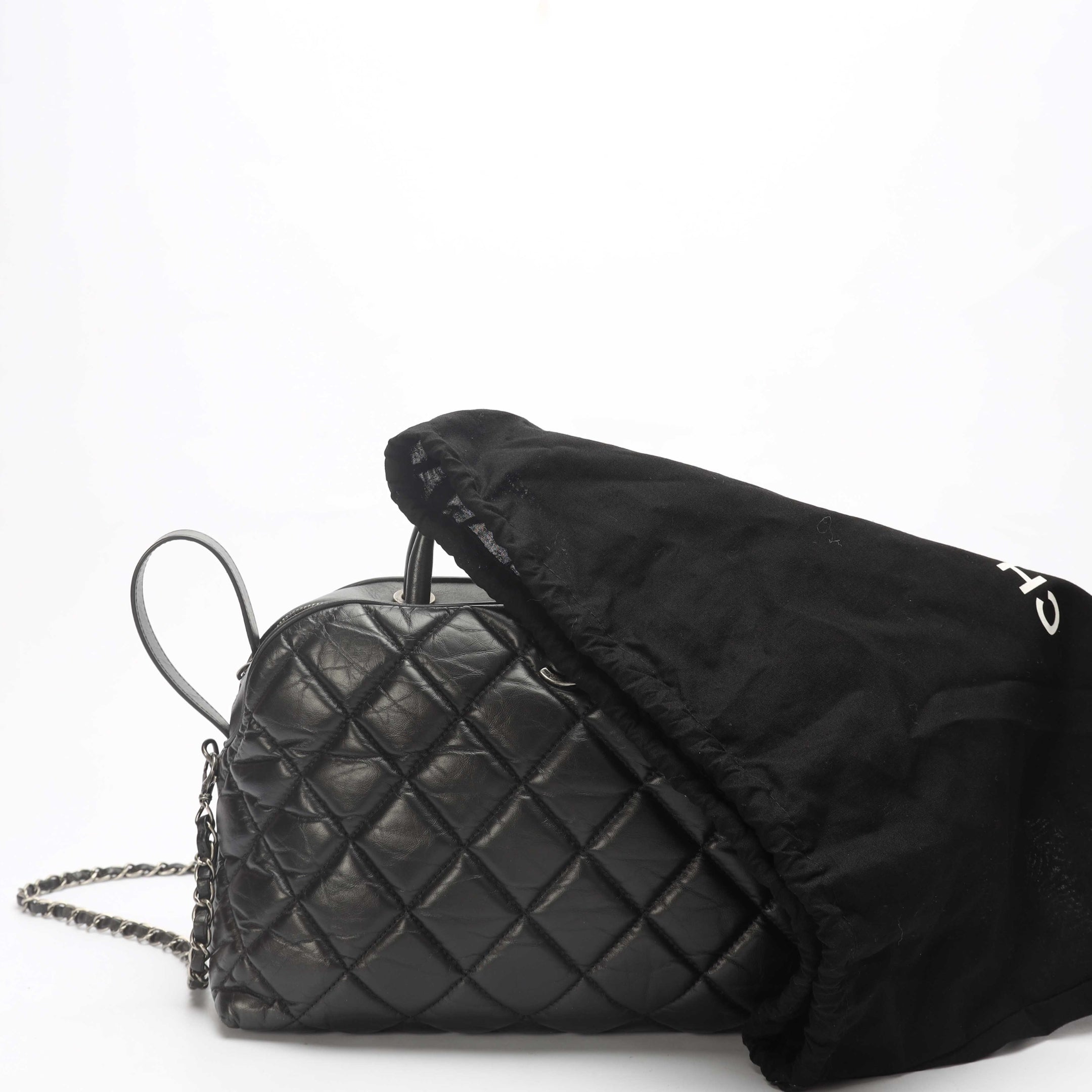 Chanel Black Quilted Bowling Bag