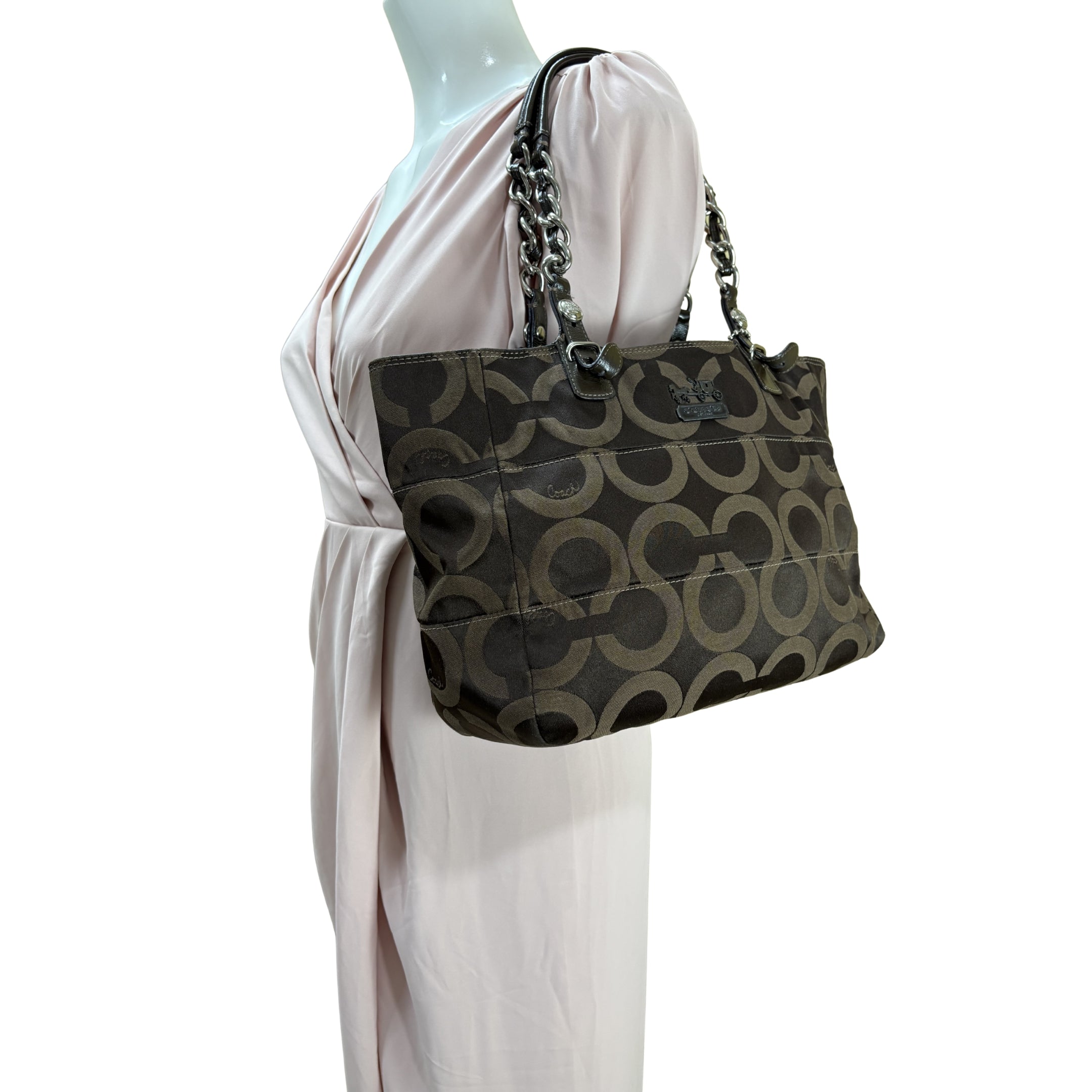 Coach Brown OP Art Signature Shoulder Bag