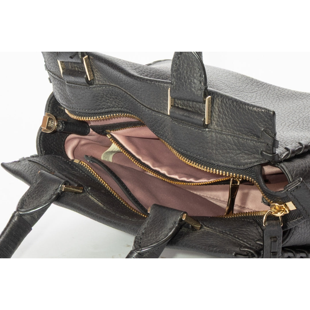 Kate Spade Black Larissa Floral Whipstitch Satchel