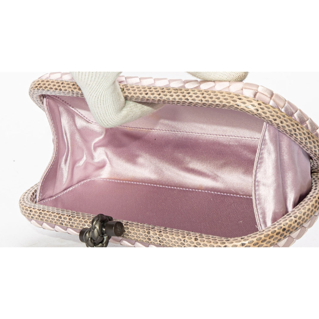 Bottega Veneta Lavender Intrecciato Satin Knot Long Clutch