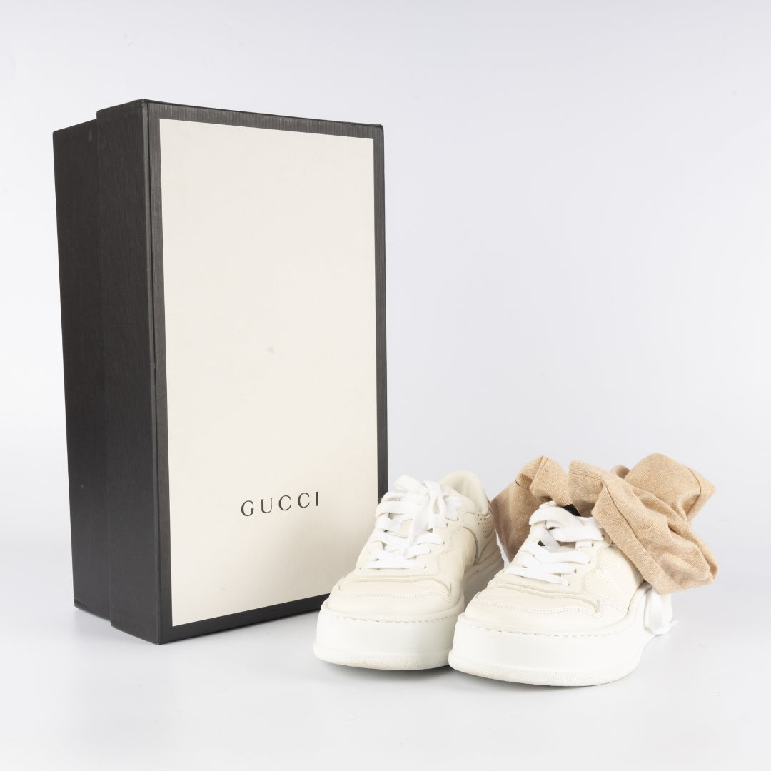 Gucci White Leather GG Low Top Sneakers