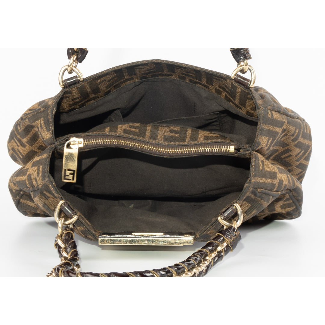 Fendi Zucca Canvas Monogram Mia Shoulder Bag