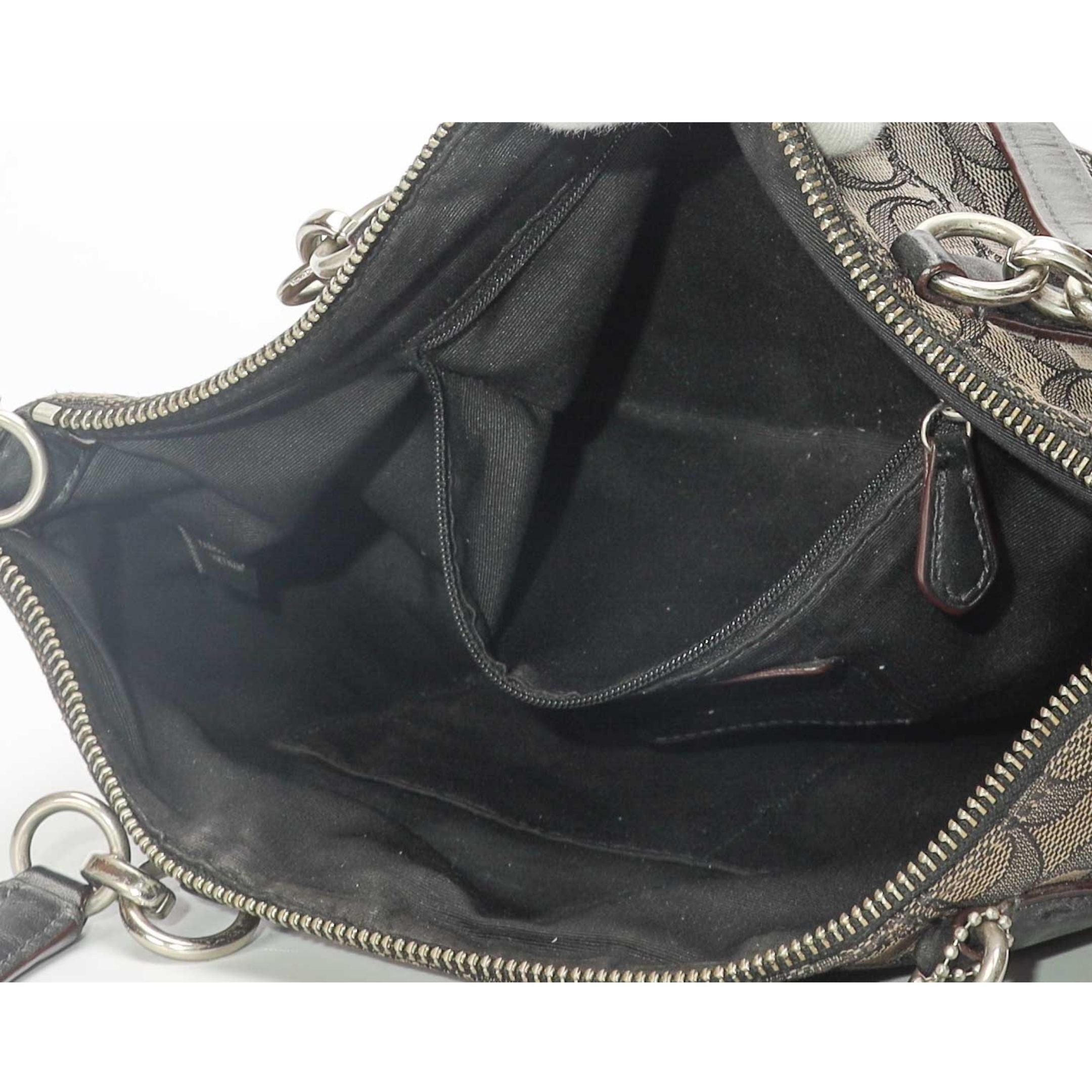 Coach Black/Grey Canvas Kelsey Satchel