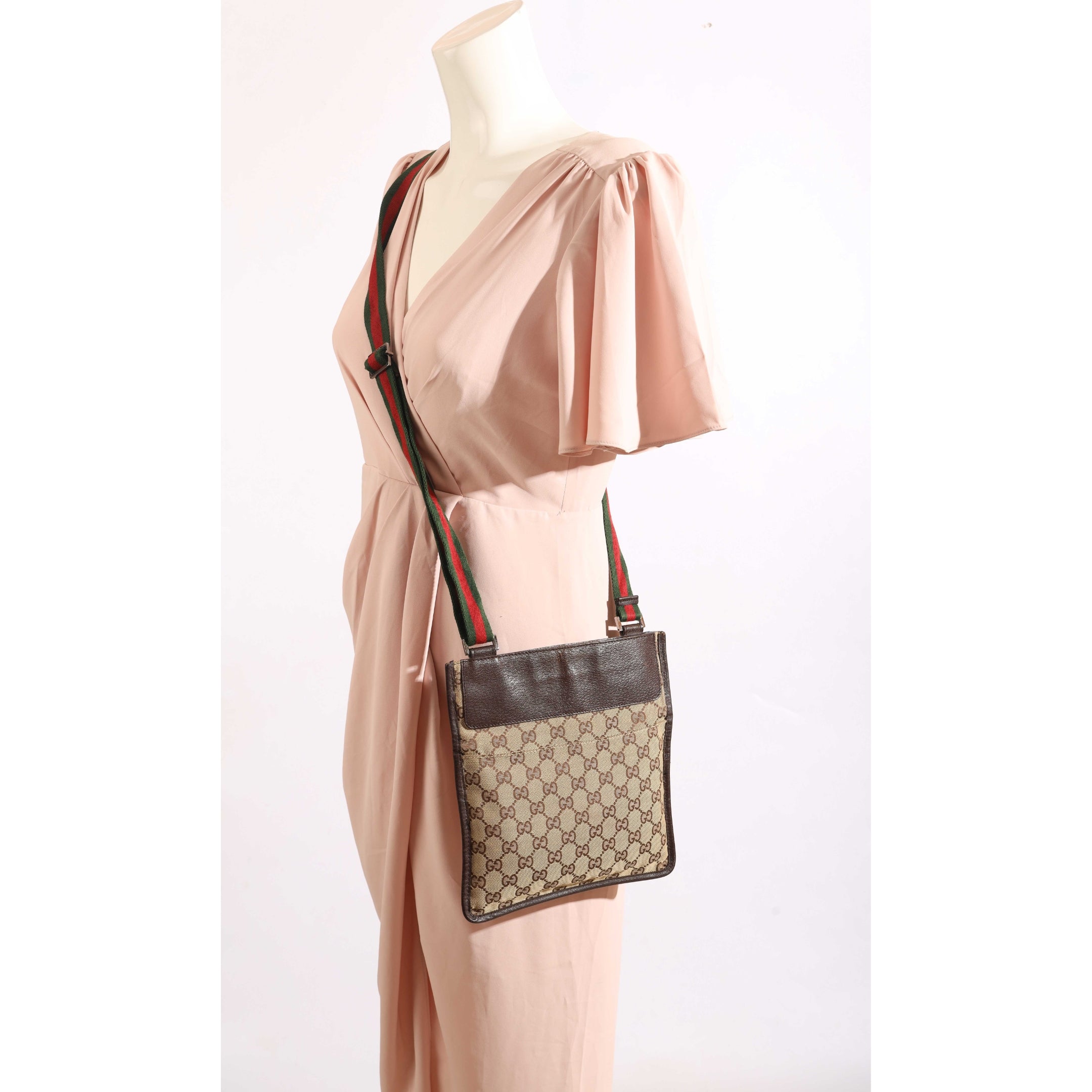 Gucci Brown GG Canvas Web Messenger Bag